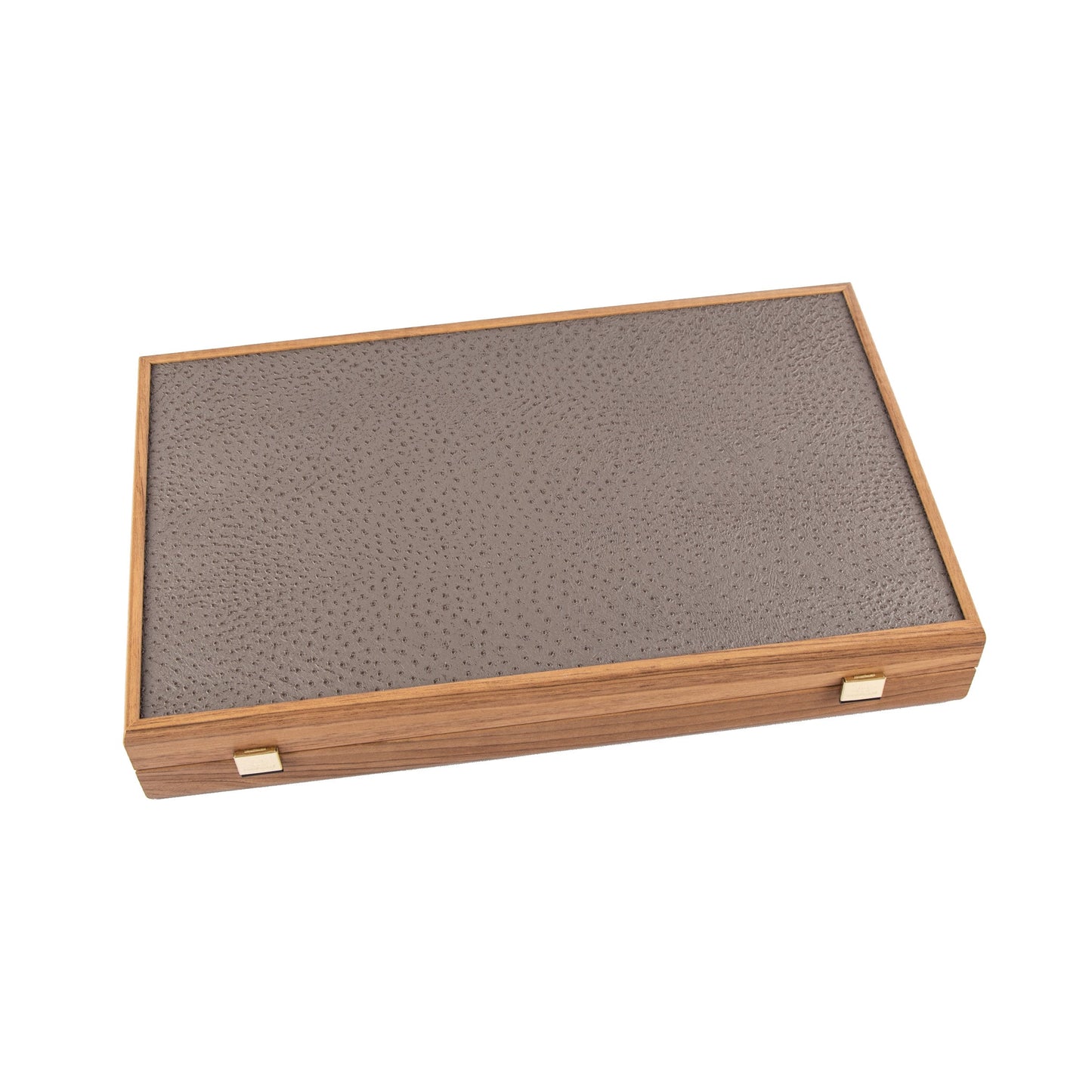 Premium Leatherette Grey Beige Ostrich Tote Backgammon Set - Premium Backgammon from MANOPOULOS Chess & Backgammon - Just €215! Shop now at MANOPOULOS Chess & Backgammon