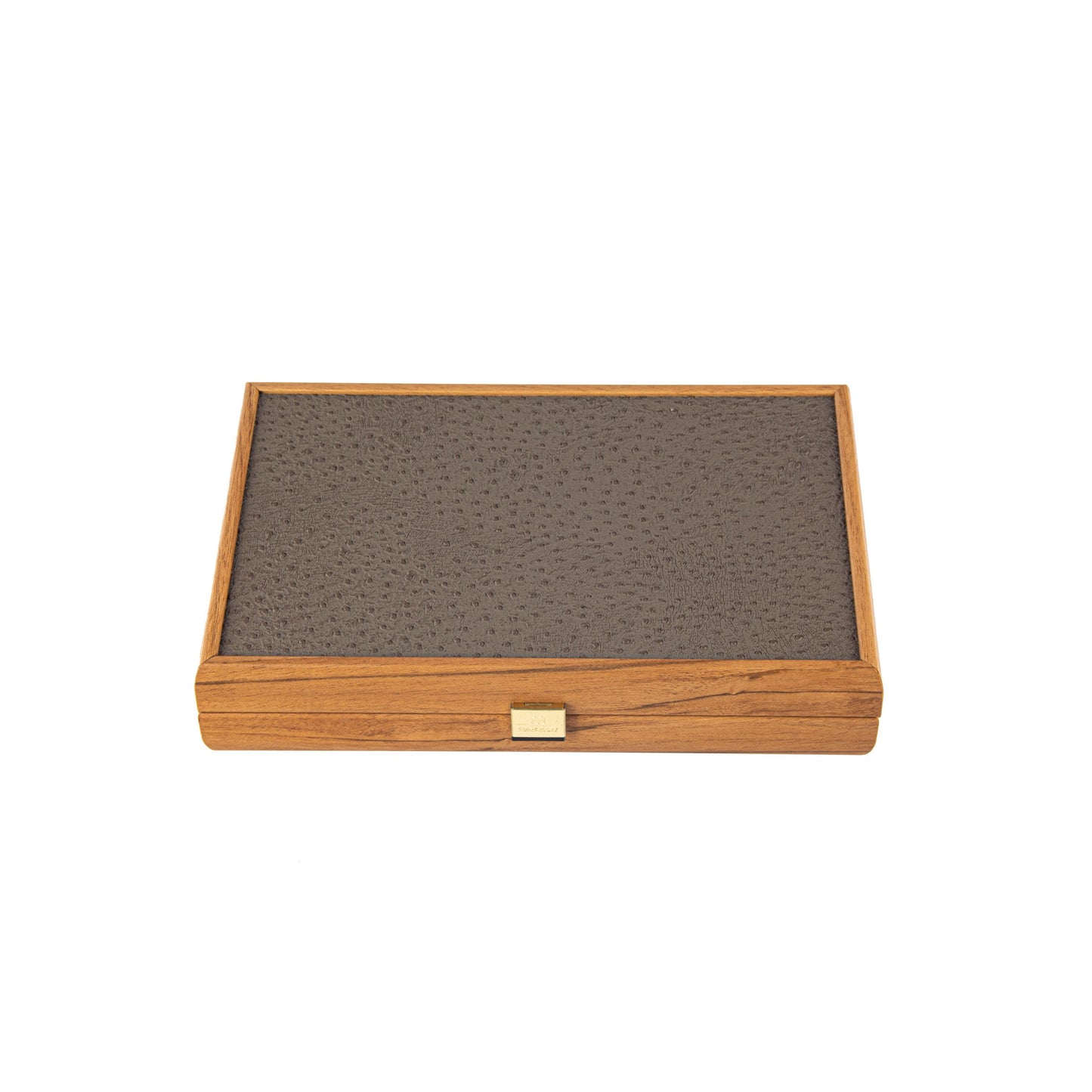 Premium Leatherette Grey Beige Ostrich Tote Backgammon Set (Travel Size) - Premium Backgammon from MANOPOULOS Chess & Backgammon - Just €119! Shop now at MANOPOULOS Chess & Backgammon