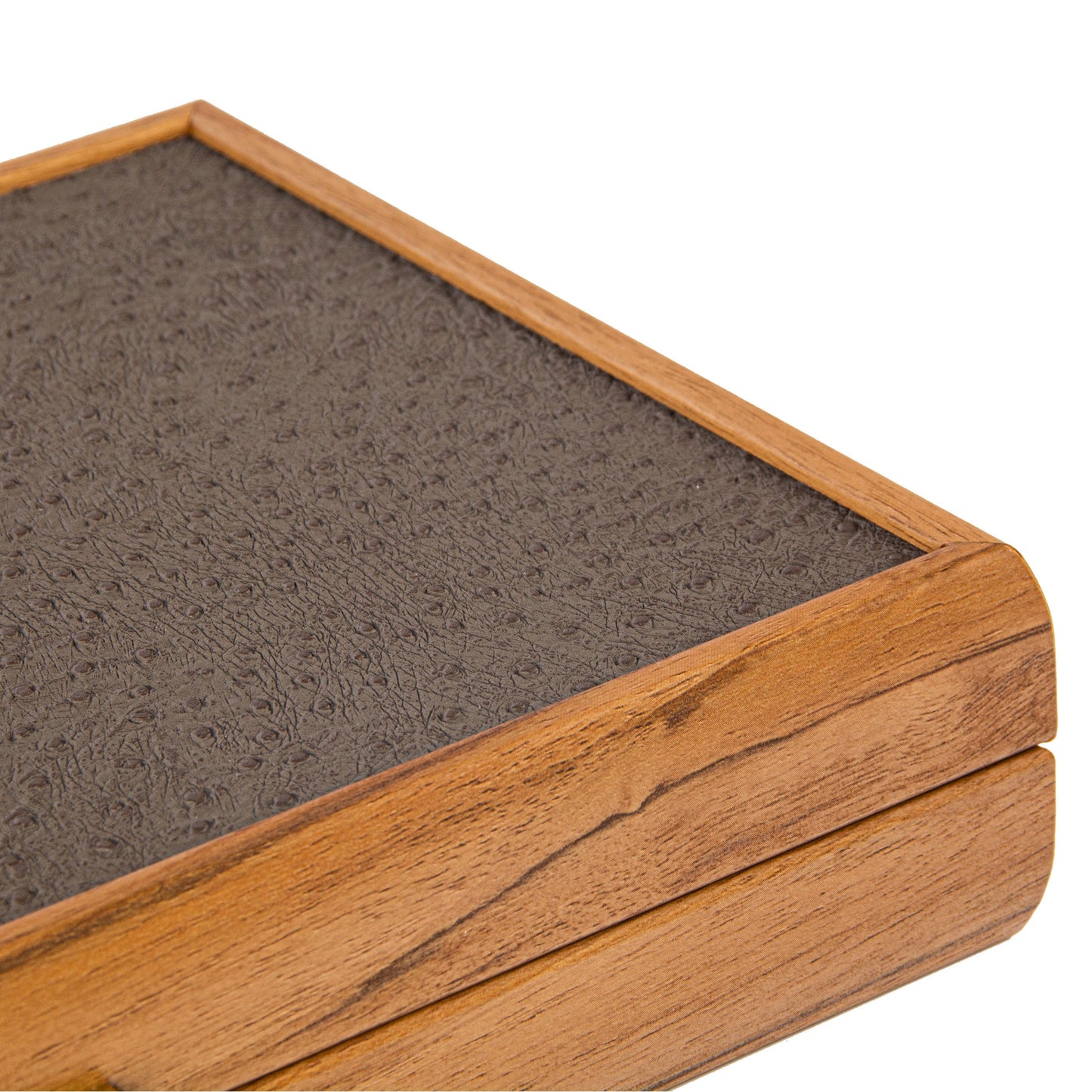 Premium Leatherette Grey Beige Ostrich Tote Backgammon Set (Travel Size) - Premium Backgammon from MANOPOULOS Chess & Backgammon - Just €119! Shop now at MANOPOULOS Chess & Backgammon