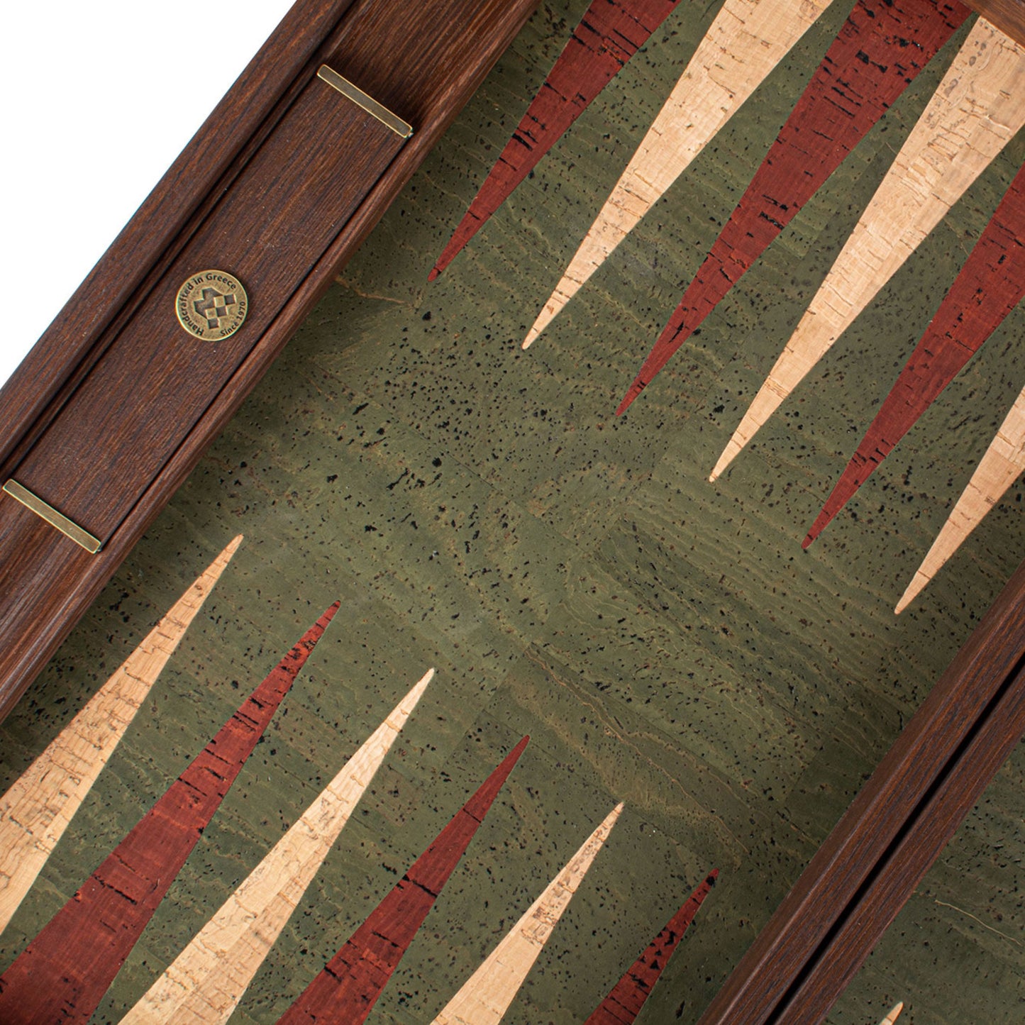 Premium Handcrafted Green Natural Cork Backgammon Set with Oak Wood Checkers - Premium Backgammon from MANOPOULOS Chess & Backgammon - Just €118! Shop now at MANOPOULOS Chess & Backgammon