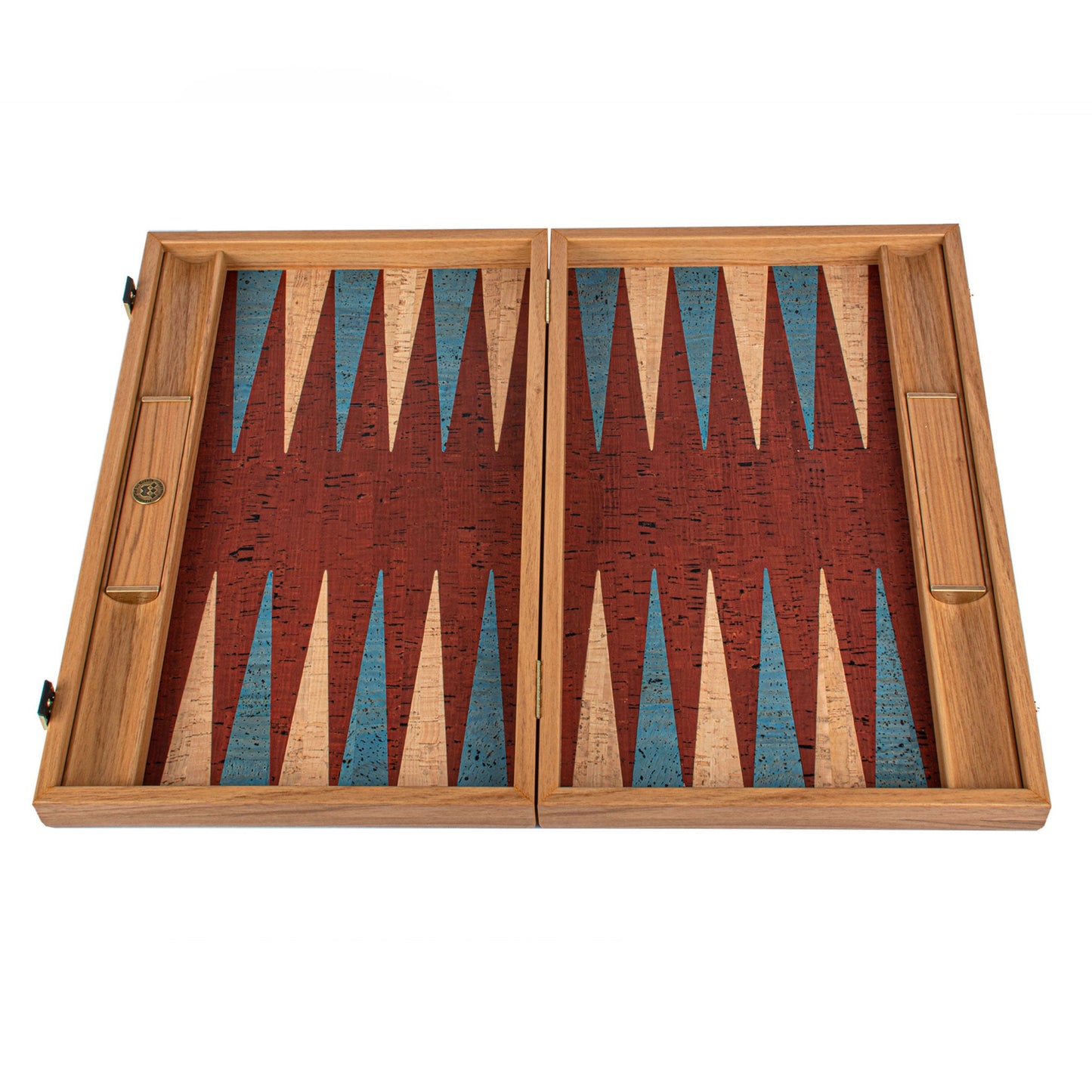 Premium Handcrafted Red Natural Cork Backgammon Set with Oak Wood Checkers - Premium Backgammon from MANOPOULOS Chess & Backgammon - Just €118! Shop now at MANOPOULOS Chess & Backgammon