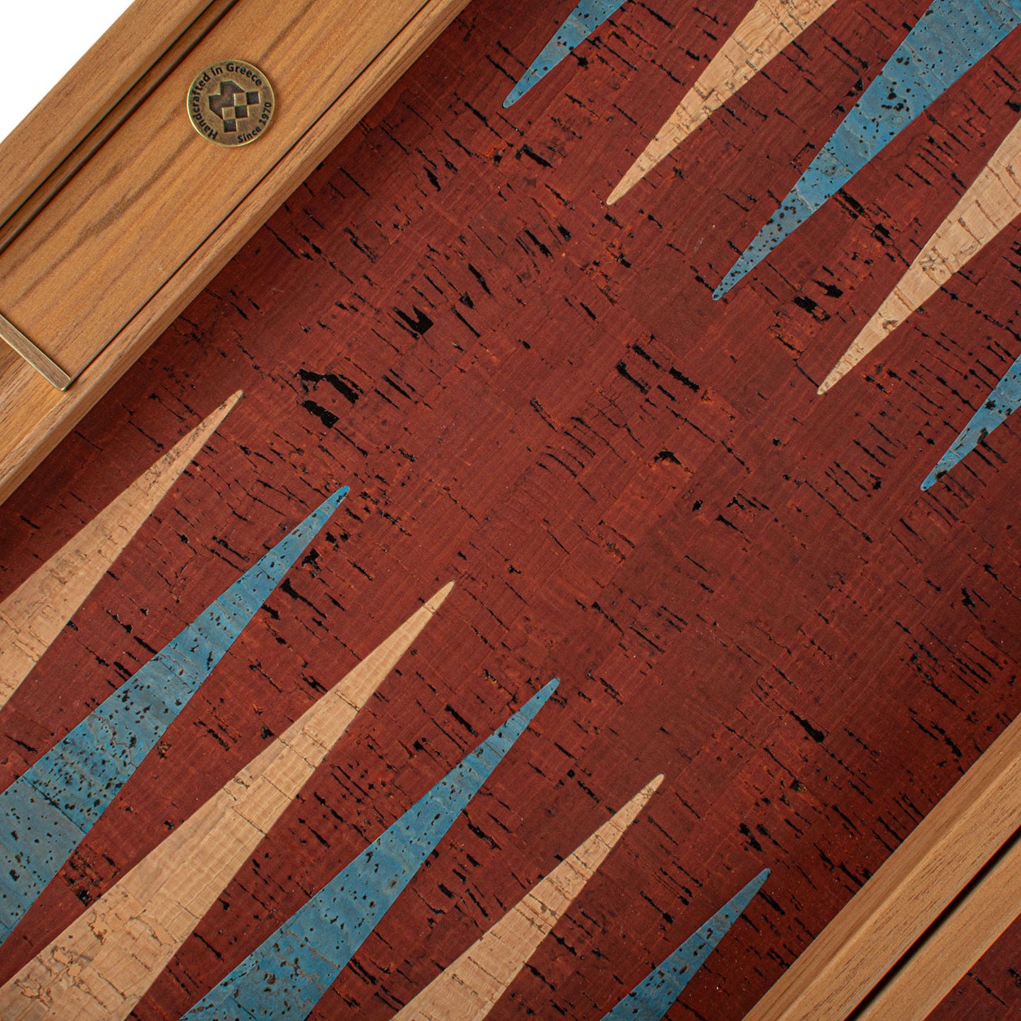 Premium Handcrafted Red Natural Cork Backgammon Set with Oak Wood Checkers - Premium Backgammon from MANOPOULOS Chess & Backgammon - Just €118! Shop now at MANOPOULOS Chess & Backgammon