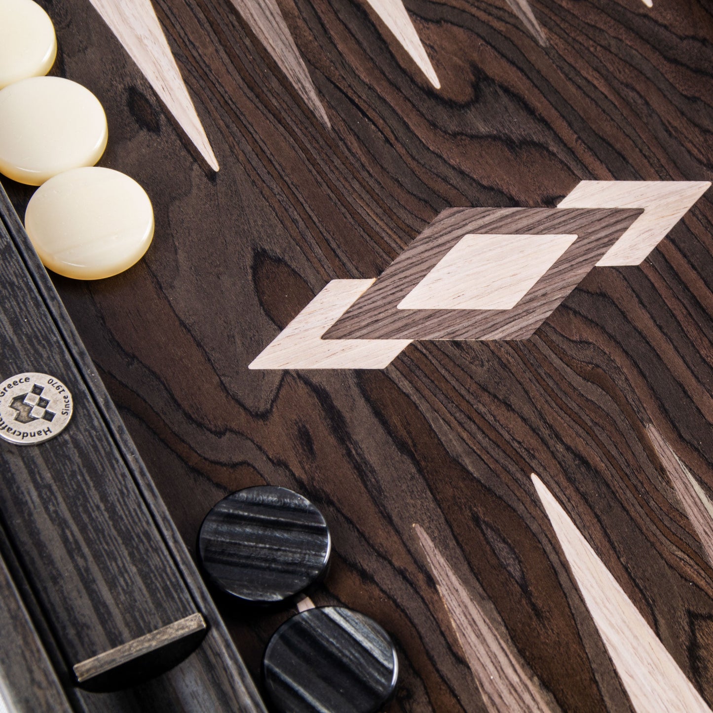 Premium Handcrafted Ebony Burl Backgammon Set - Premium Backgammon from MANOPOULOS Chess & Backgammon - Just €299! Shop now at MANOPOULOS Chess & Backgammon