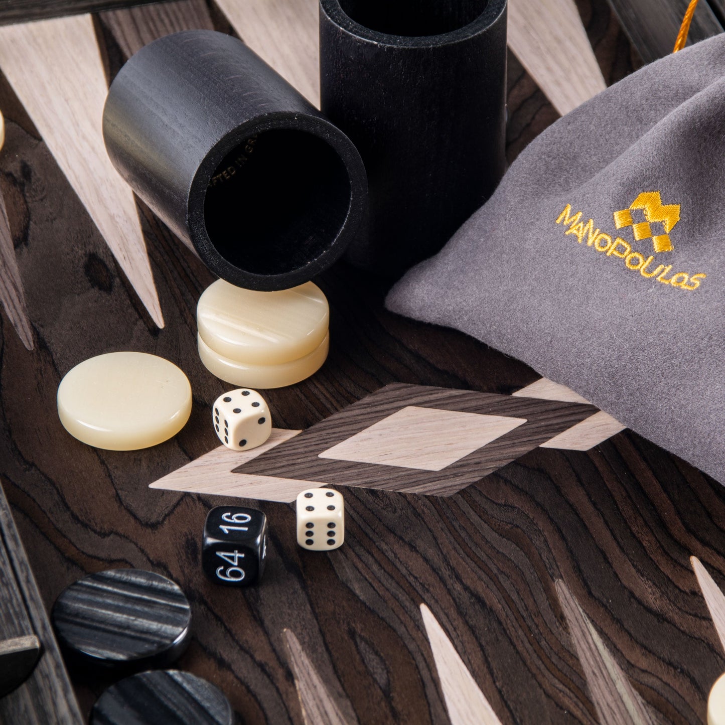Premium Handcrafted Ebony Burl Backgammon Set - Premium Backgammon from MANOPOULOS Chess & Backgammon - Just €299! Shop now at MANOPOULOS Chess & Backgammon