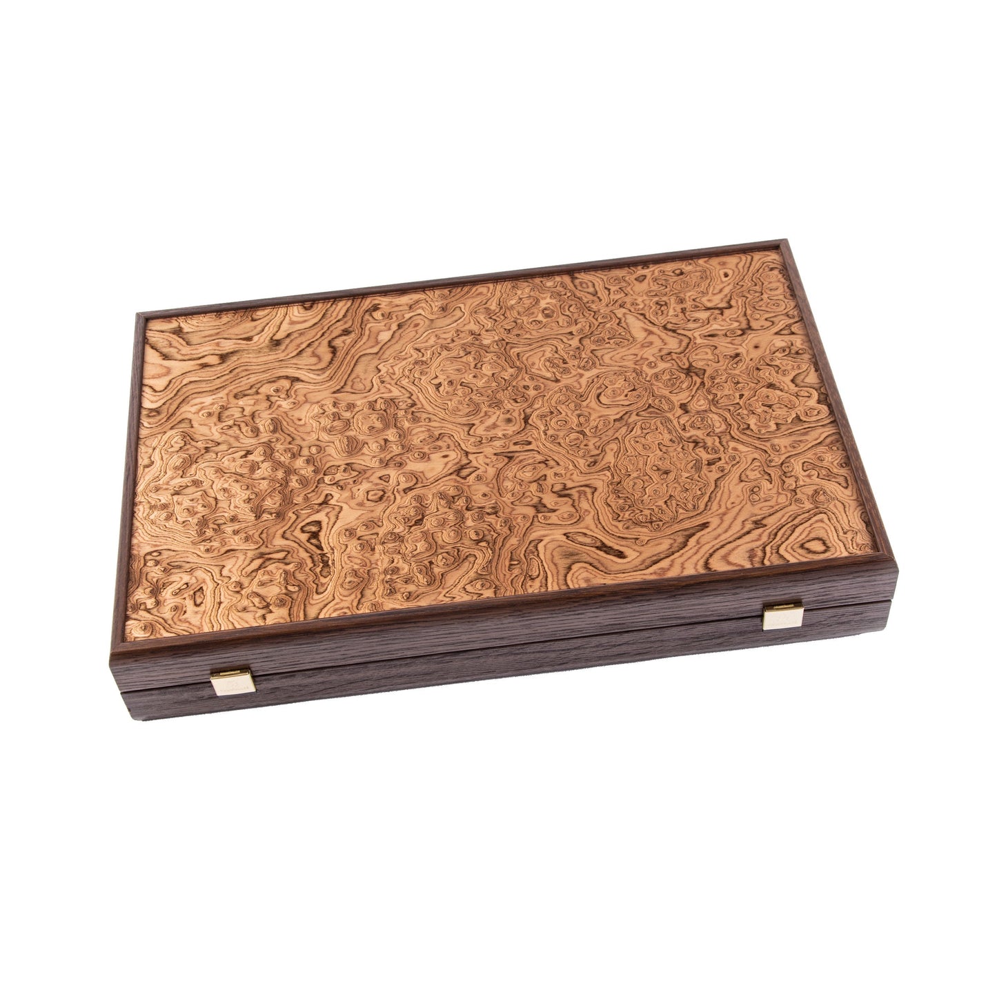 Handcrafted Premium Walnut Burl Backgammon Set with Side Racks - Premium Backgammon from MANOPOULOS Chess & Backgammon - Just €152! Shop now at MANOPOULOS Chess & Backgammon