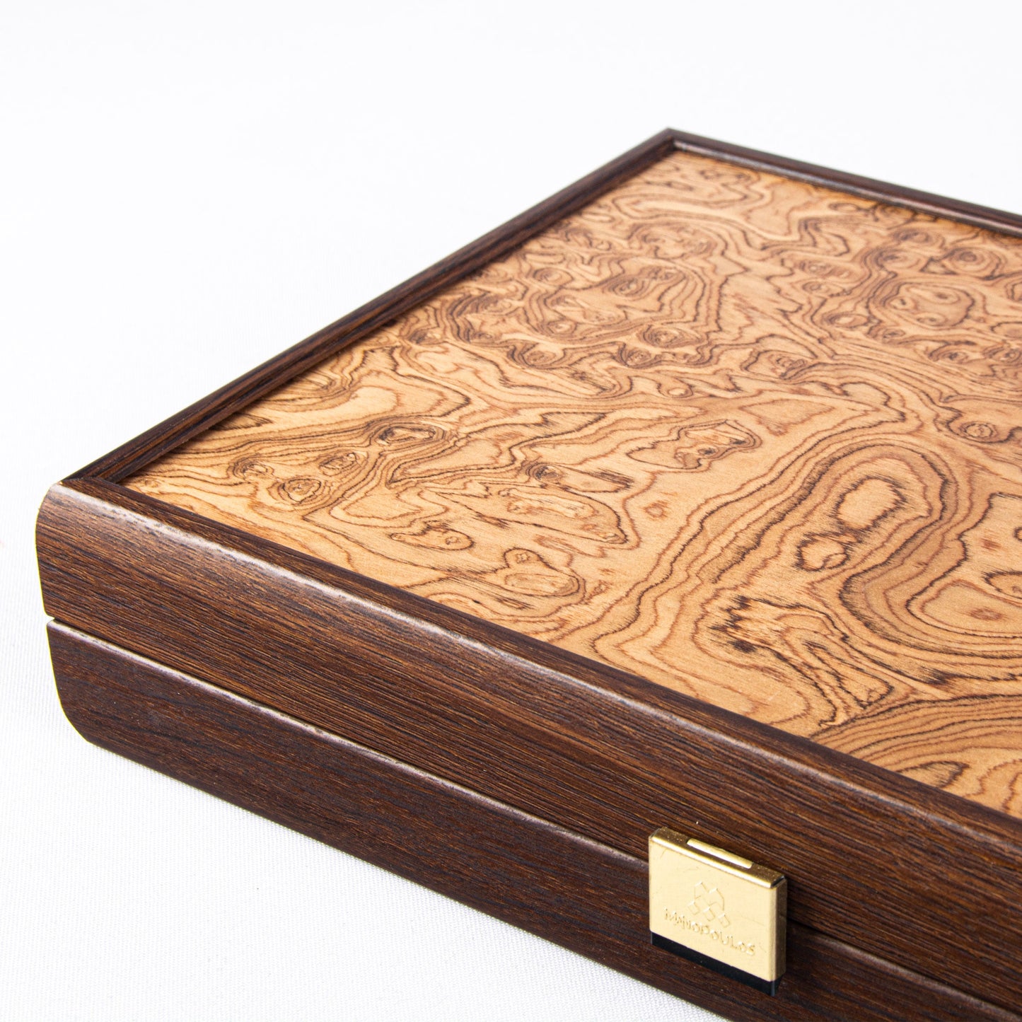 Handcrafted Premium Walnut Burl Backgammon Set with Side Racks - Premium Backgammon from MANOPOULOS Chess & Backgammon - Just €152! Shop now at MANOPOULOS Chess & Backgammon