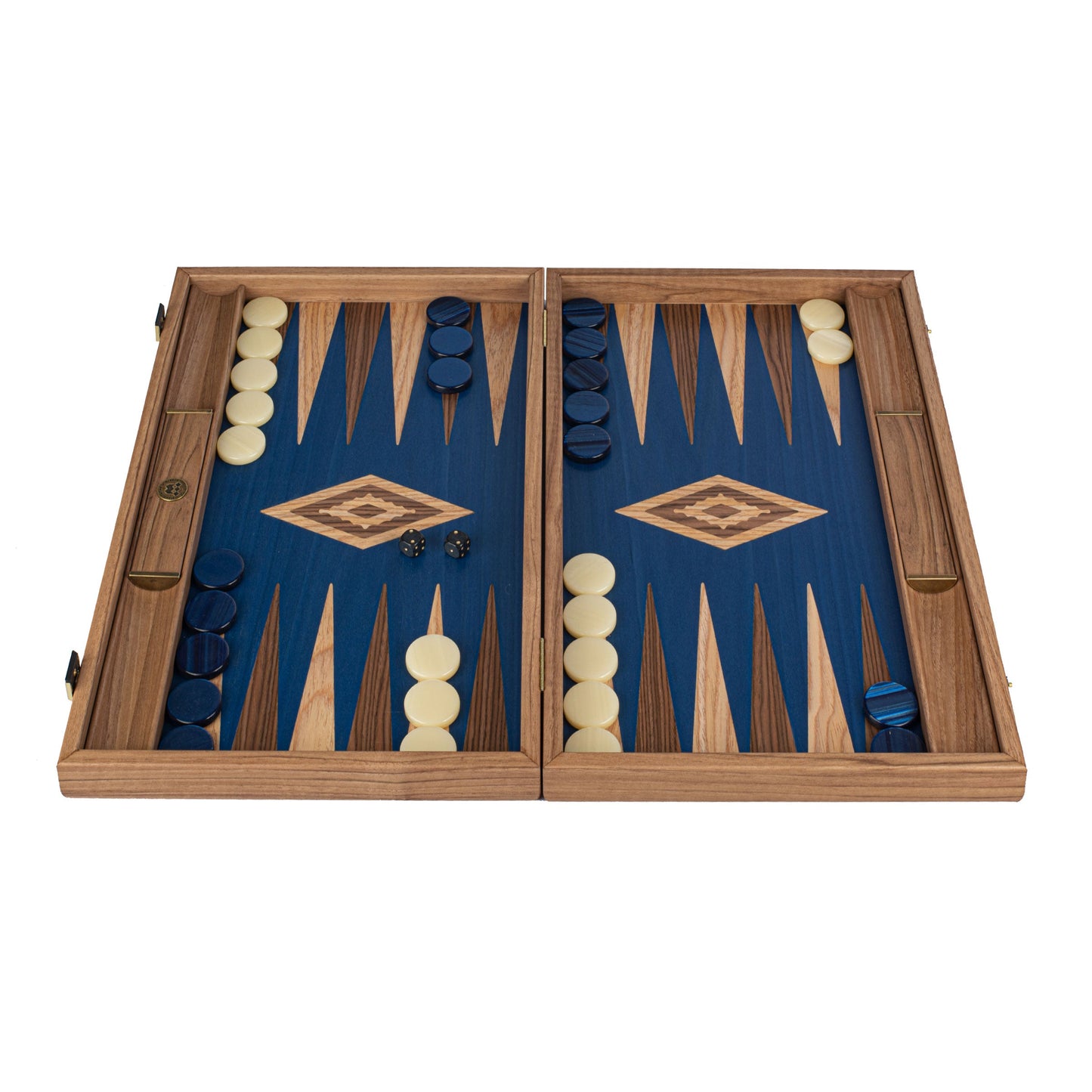 Premium Handcrafted Walnut with Blue Oak Backgammon Set - Premium Backgammon from MANOPOULOS Chess & Backgammon - Just €193! Shop now at MANOPOULOS Chess & Backgammon