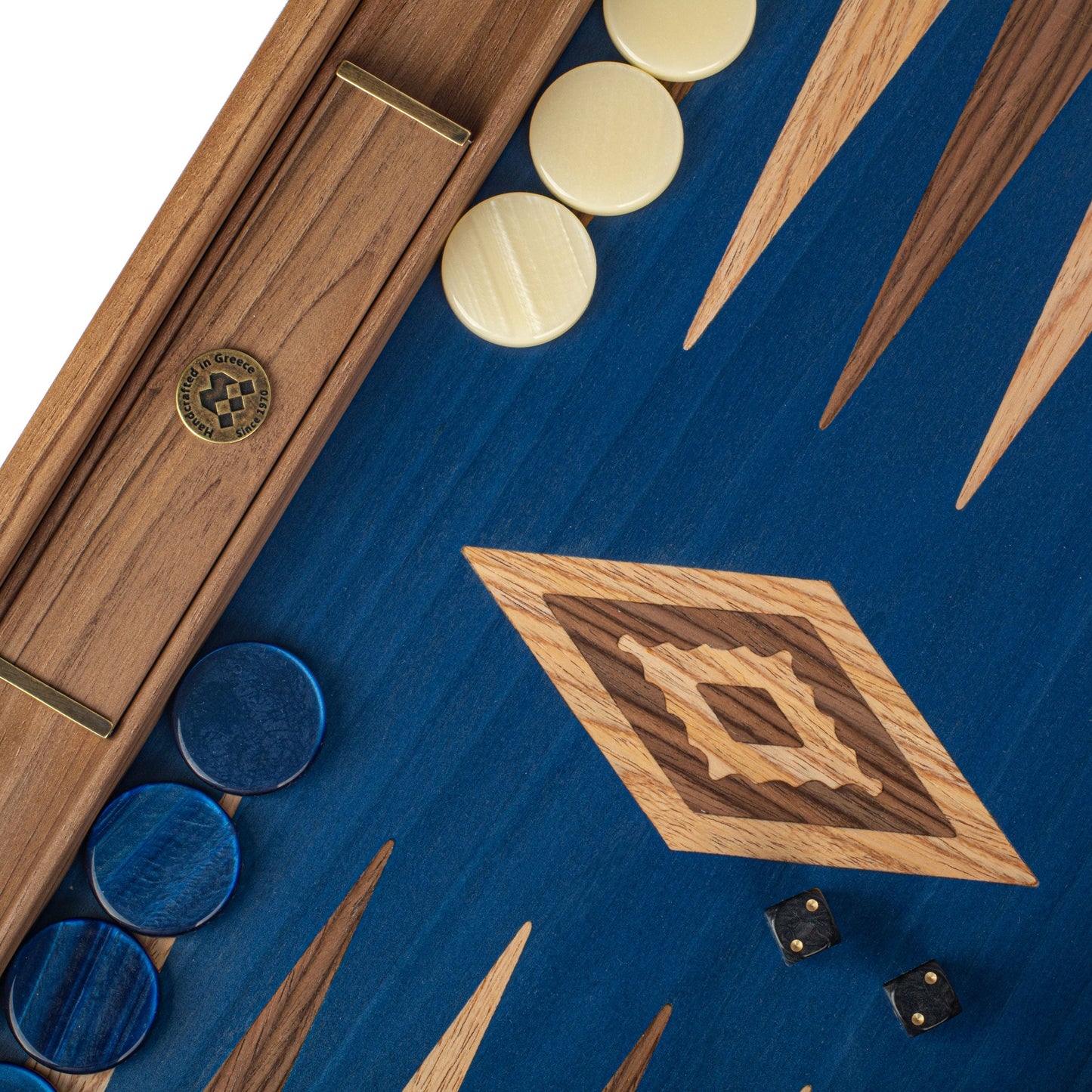 Premium Handcrafted Walnut with Blue Oak Backgammon Set - Premium Backgammon from MANOPOULOS Chess & Backgammon - Just €193! Shop now at MANOPOULOS Chess & Backgammon