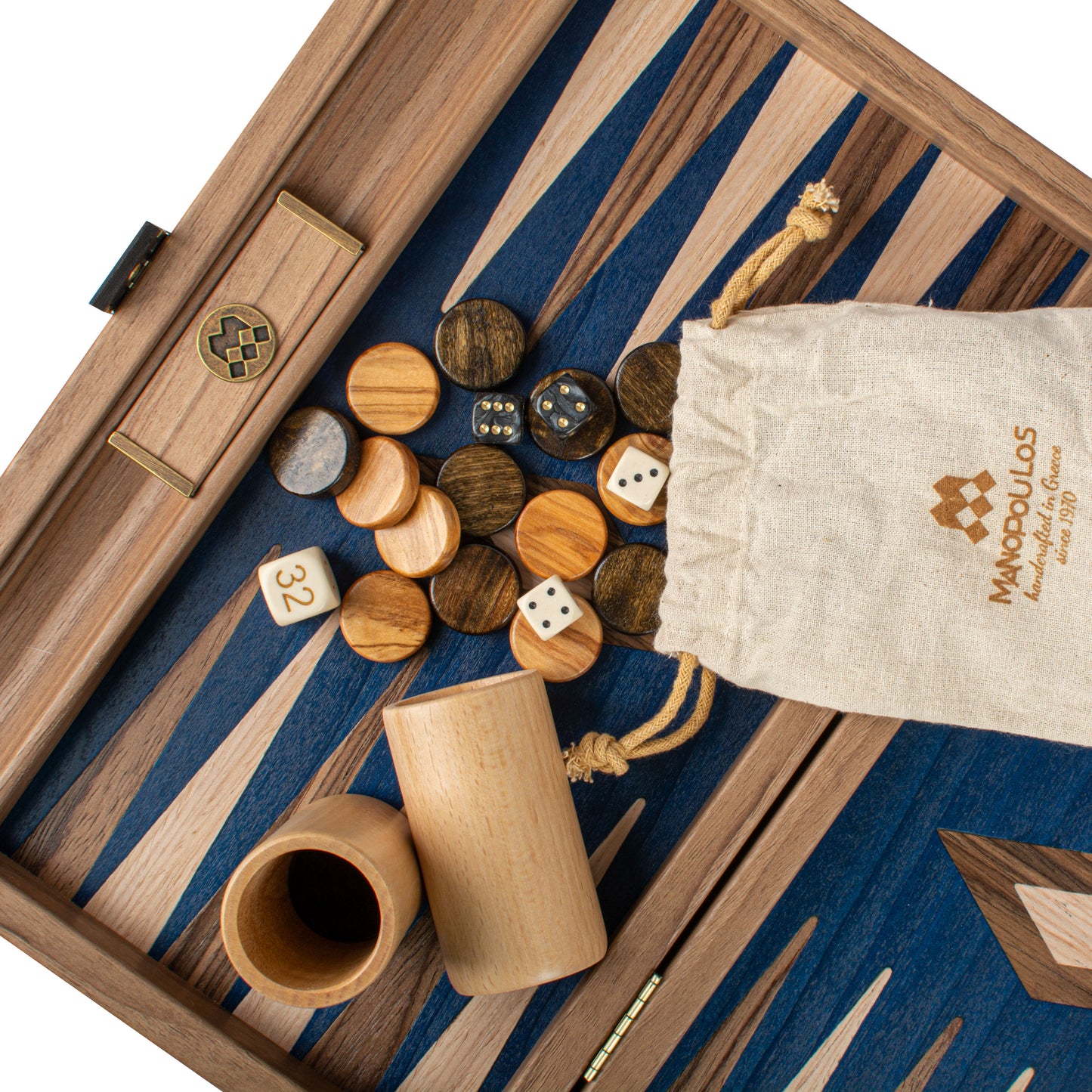 Premium Handcrafted Walnut with Blue Oak Backgammon Set