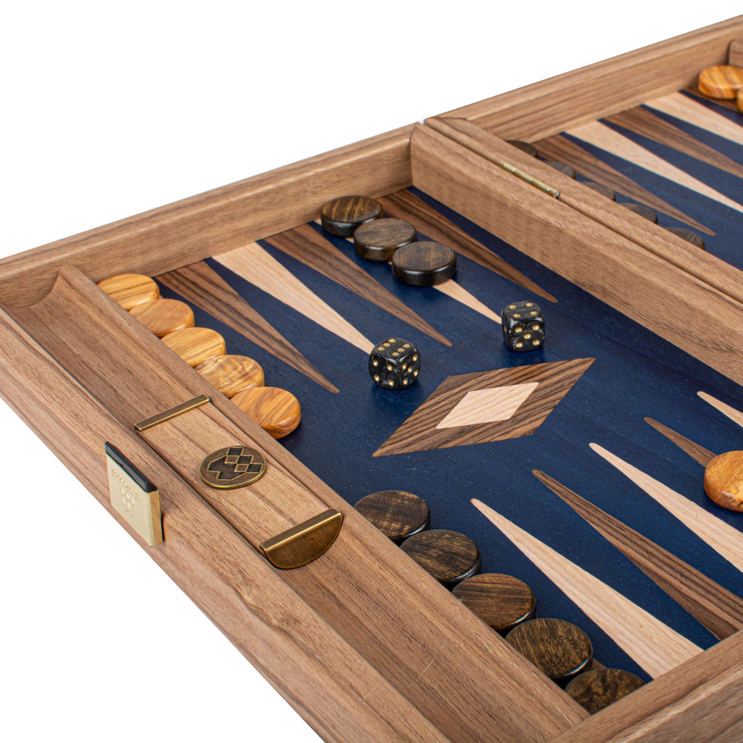 Premium Handcrafted Walnut with Blue Oak Backgammon Set
