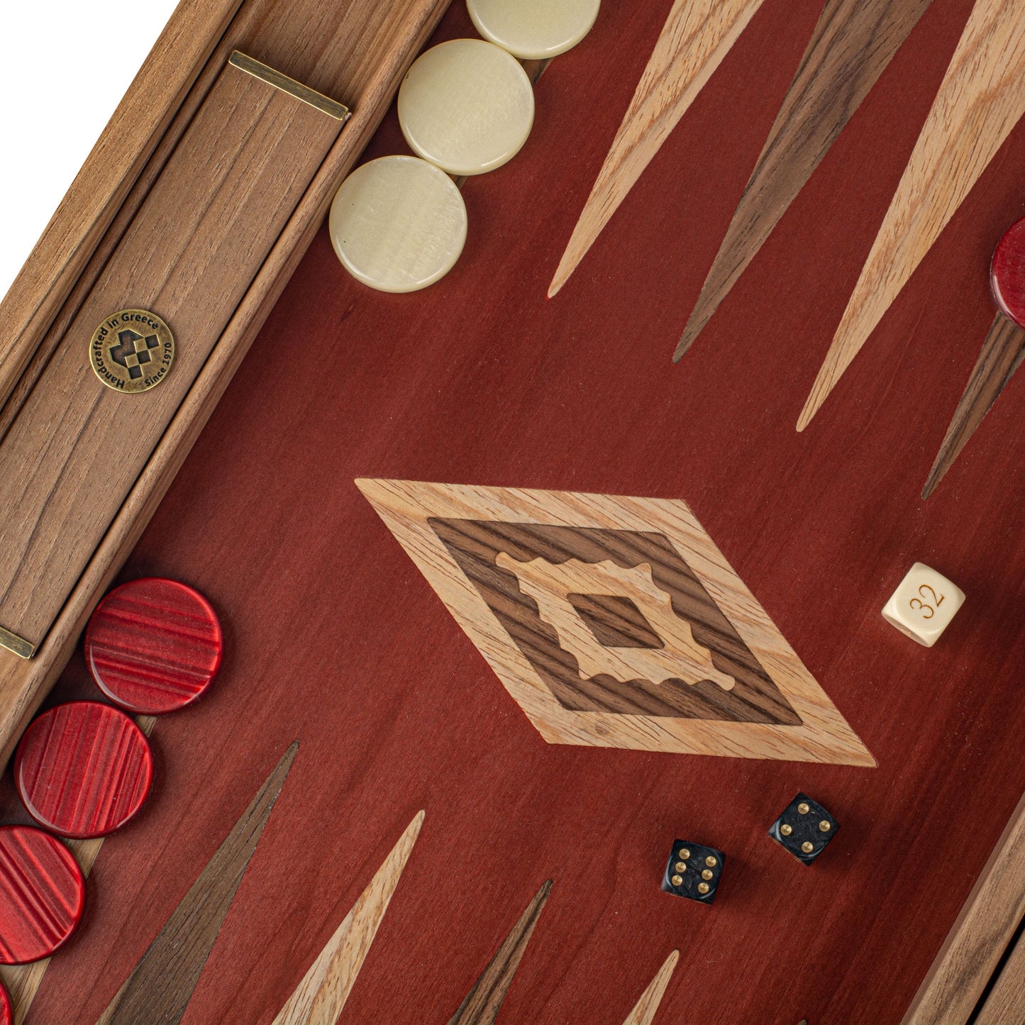 Premium Handcrafted Walnut with Red Oak Backgammon Set - Premium Backgammon from MANOPOULOS Chess & Backgammon - Just €193! Shop now at MANOPOULOS Chess & Backgammon