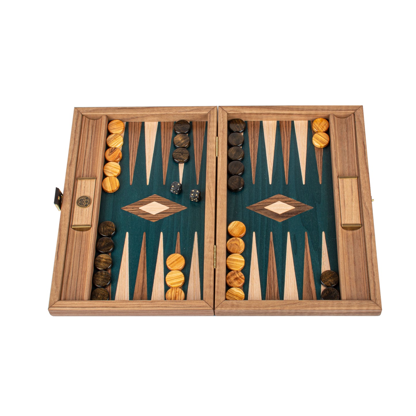 Premium Handcrafted Walnut with Green Oak Backgammon Set