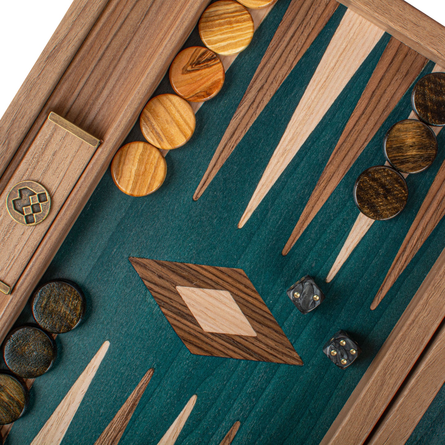 Premium Handcrafted Walnut with Green Oak Backgammon Set