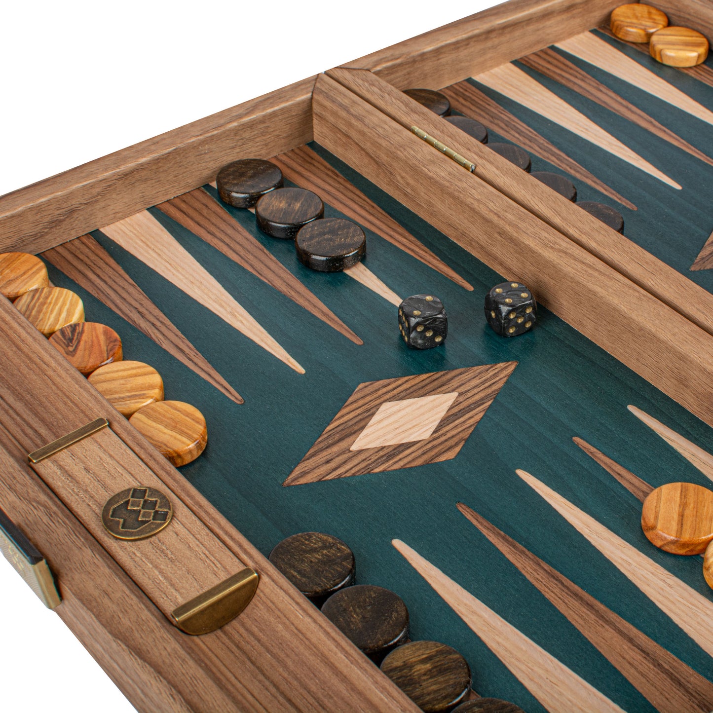 Premium Handcrafted Walnut with Green Oak Backgammon Set