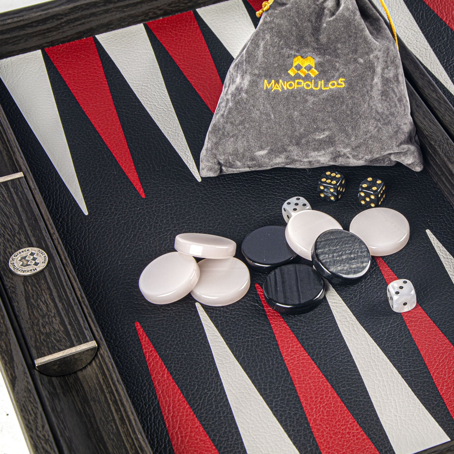 Premium Handcrafted Crocodile Tote in Dark Grey Leather Backgammon Set - Premium Backgammon from MANOPOULOS Chess & Backgammon - Just €519! Shop now at MANOPOULOS Chess & Backgammon