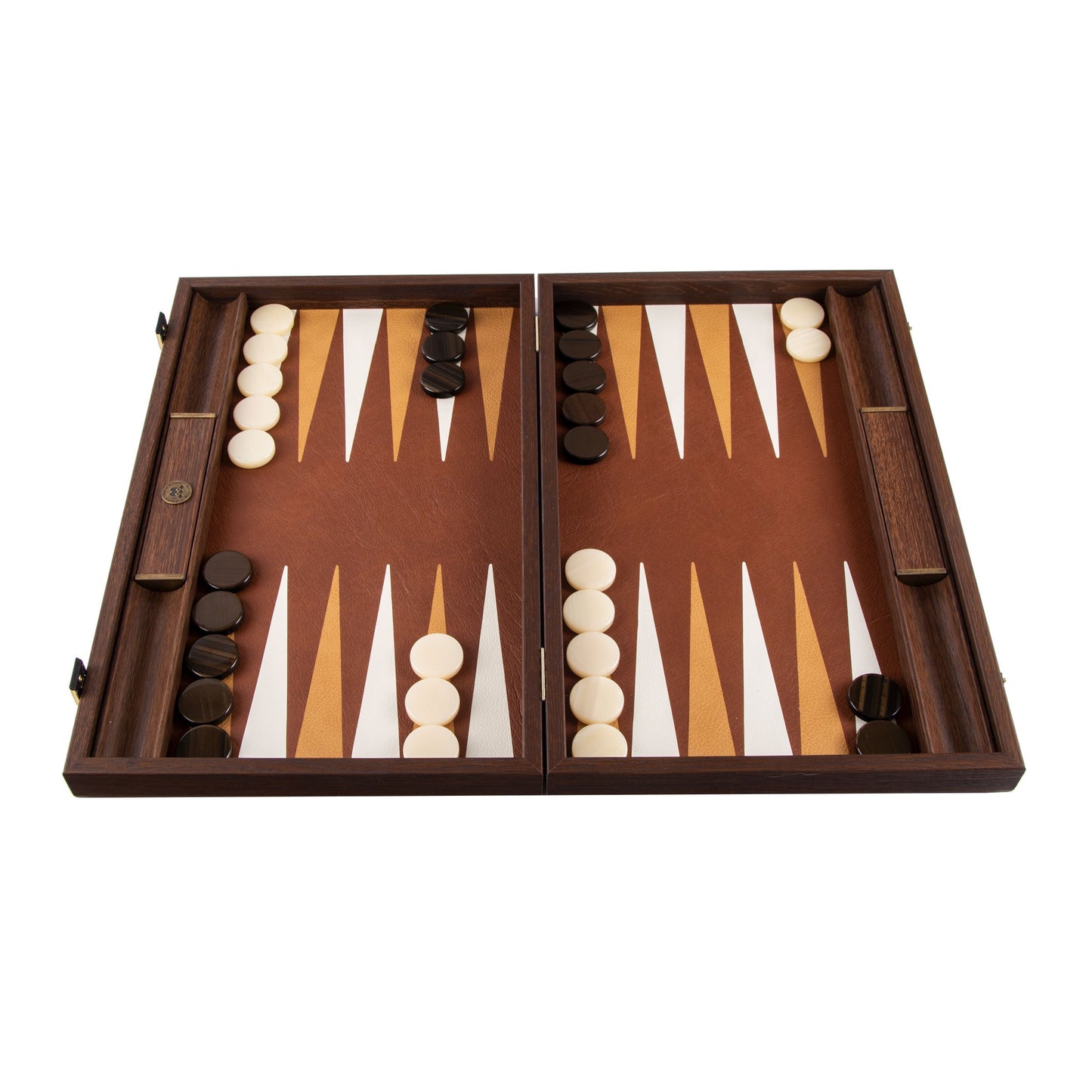 Premium Handcrafted Knitted Leather Backgammon Set in Brown - Premium Backgammon from MANOPOULOS Chess & Backgammon - Just €519! Shop now at MANOPOULOS Chess & Backgammon