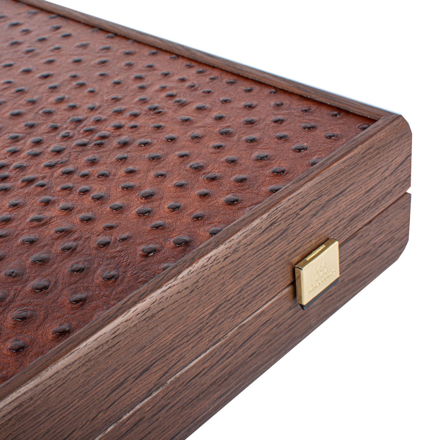 Premium Handcrafted Ostrich Tote in Brown Leather Backgammon Set - Premium Backgammon from MANOPOULOS Chess & Backgammon - Just €519! Shop now at MANOPOULOS Chess & Backgammon