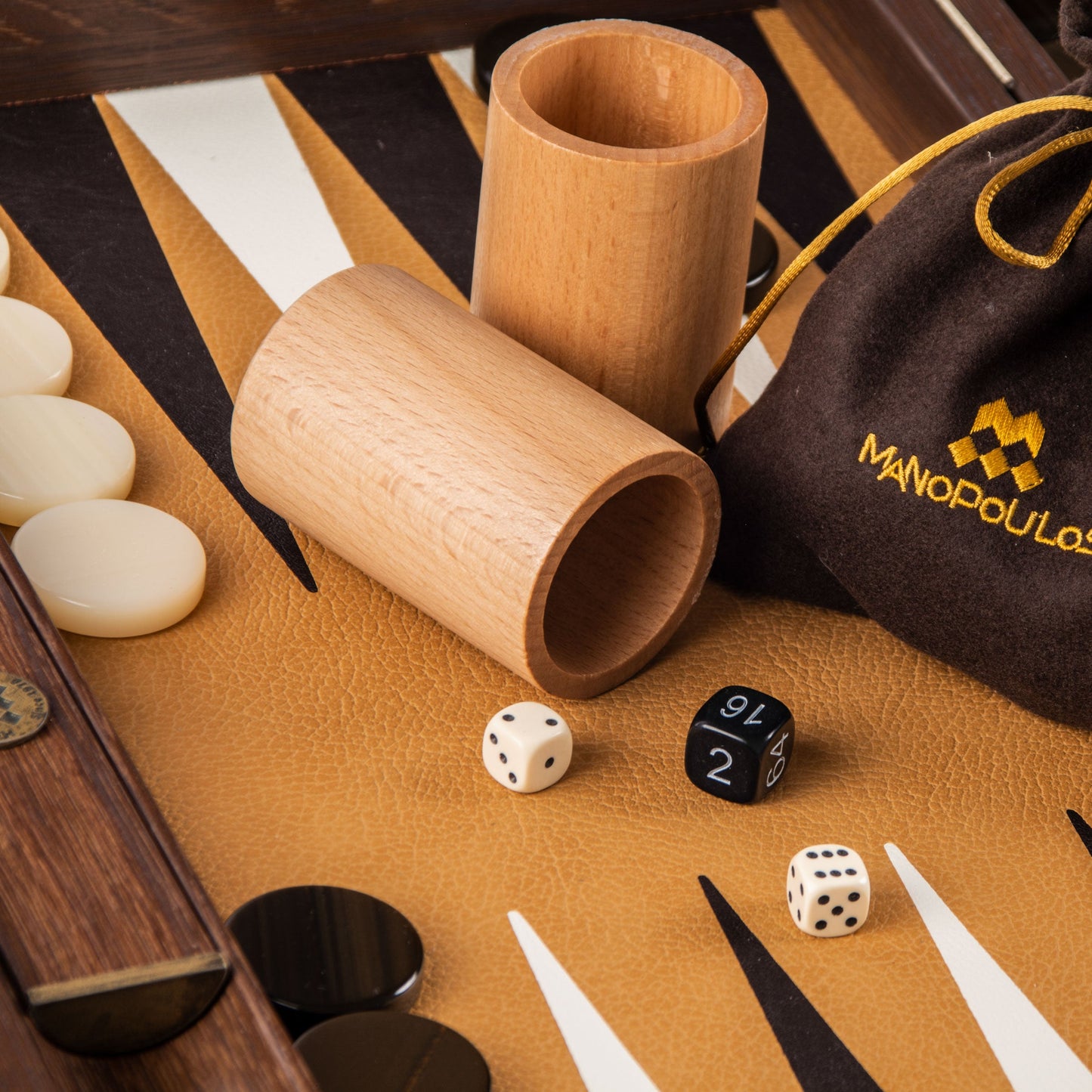 Premium Handcrafted Ostrich Tote in Brown Leather Backgammon Set - Premium Backgammon from MANOPOULOS Chess & Backgammon - Just €519! Shop now at MANOPOULOS Chess & Backgammon