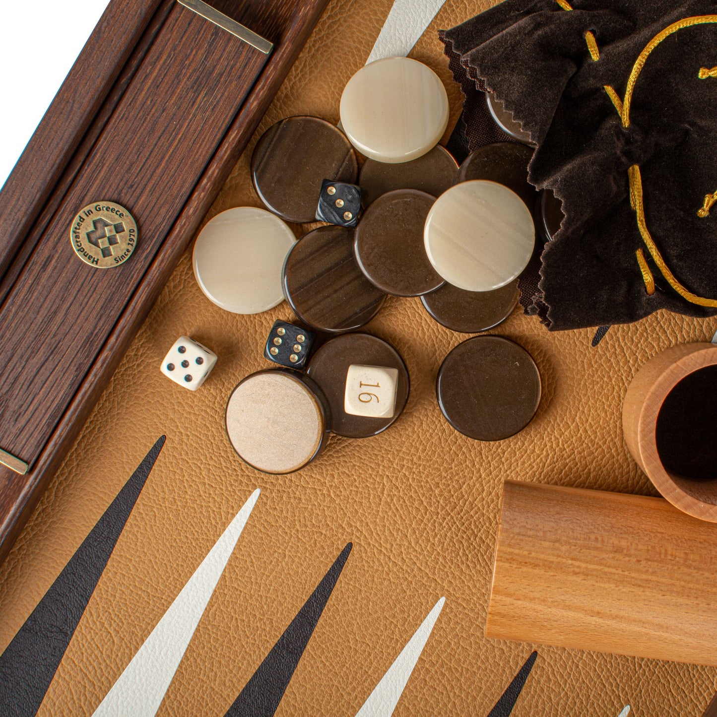 Premium Handcrafted Ostrich Tote in Brown Leather Backgammon Set - Premium Backgammon from MANOPOULOS Chess & Backgammon - Just €519! Shop now at MANOPOULOS Chess & Backgammon