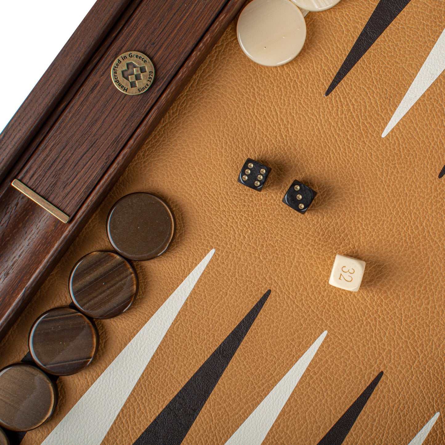 Premium Handcrafted Ostrich Tote in Brown Leather Backgammon Set - Premium Backgammon from MANOPOULOS Chess & Backgammon - Just €519! Shop now at MANOPOULOS Chess & Backgammon