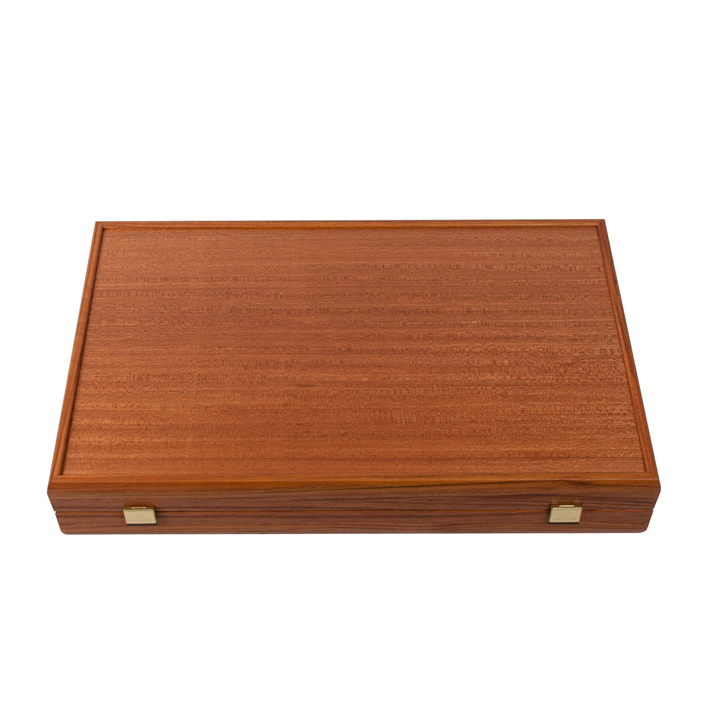 Handcrafted Mahogany Backgammon Set with Side Racks - Elegant Marquetry Design