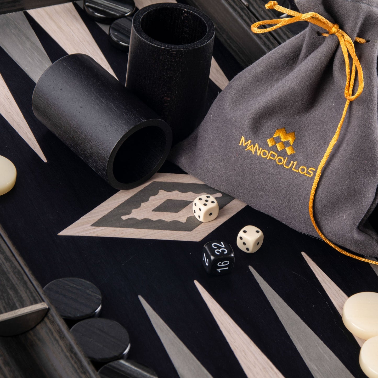 Premium Handcrafted Pearly Grey Vavona Backgammon Set - Premium Backgammon from MANOPOULOS Chess & Backgammon - Just €144! Shop now at MANOPOULOS Chess & Backgammon