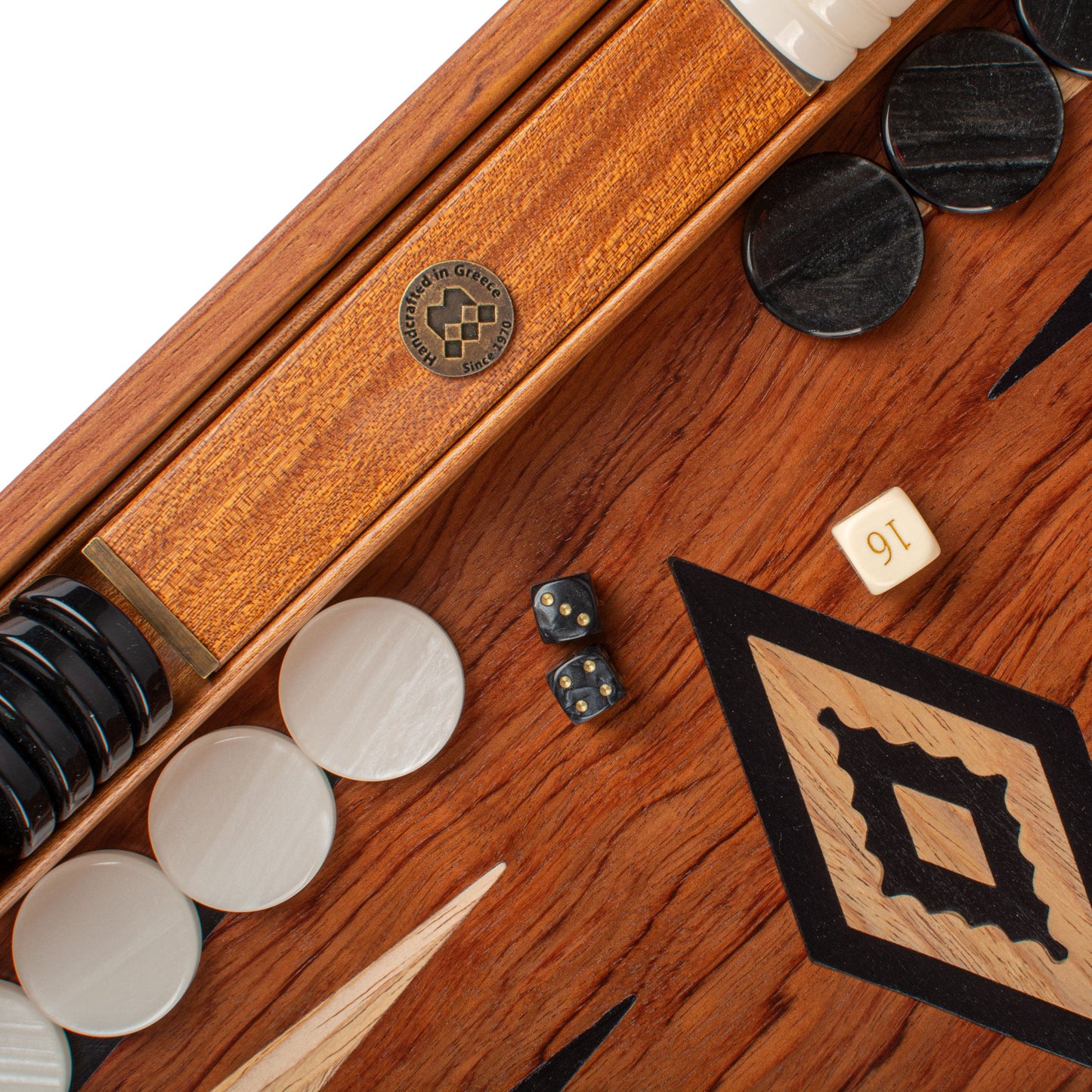 Premium Handcrafted Rosewood Backgammon Set - Black & Oak Points - Premium Backgammon from MANOPOULOS Chess & Backgammon - Just €218! Shop now at MANOPOULOS Chess & Backgammon