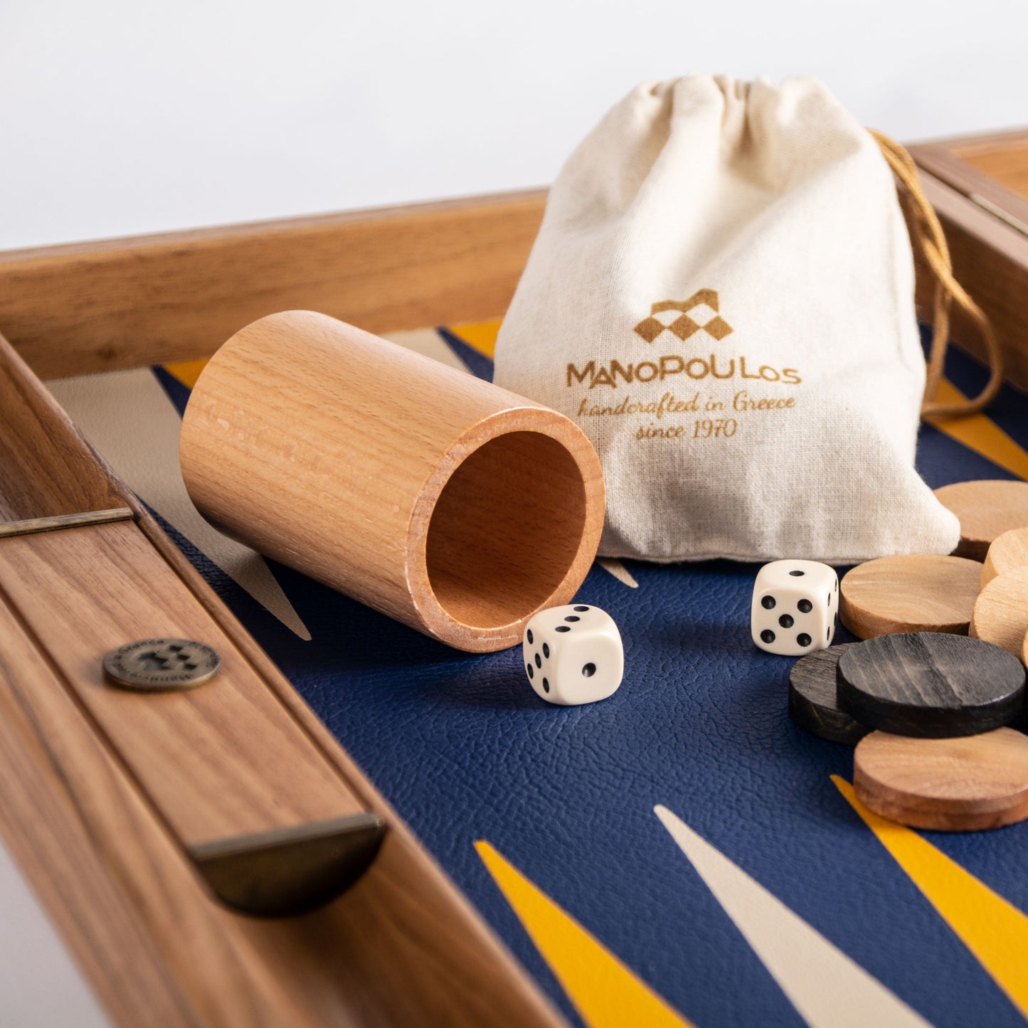 Premium Leatherette Royal Blue Backgammon Set - Premium Backgammon from MANOPOULOS Chess & Backgammon - Just €175! Shop now at MANOPOULOS Chess & Backgammon