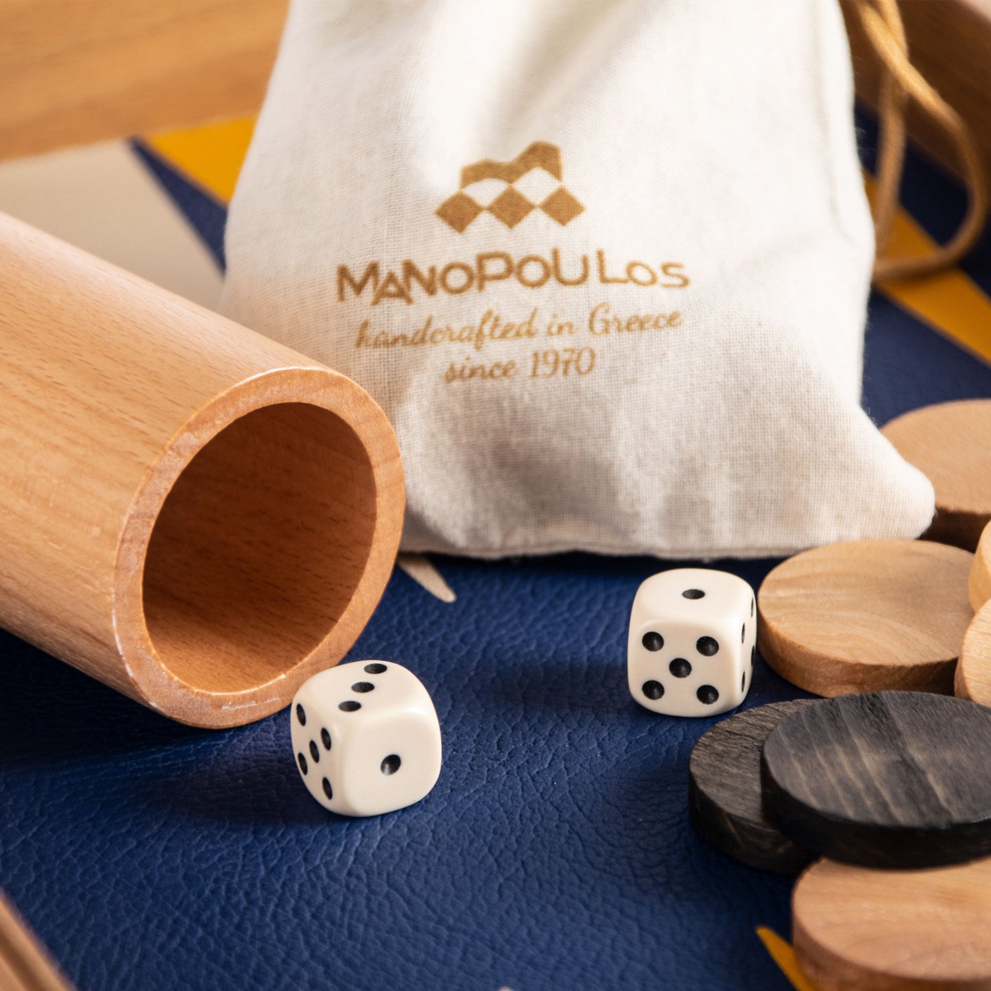 Premium Leatherette Royal Blue Backgammon Set - Premium Backgammon from MANOPOULOS Chess & Backgammon - Just €175! Shop now at MANOPOULOS Chess & Backgammon