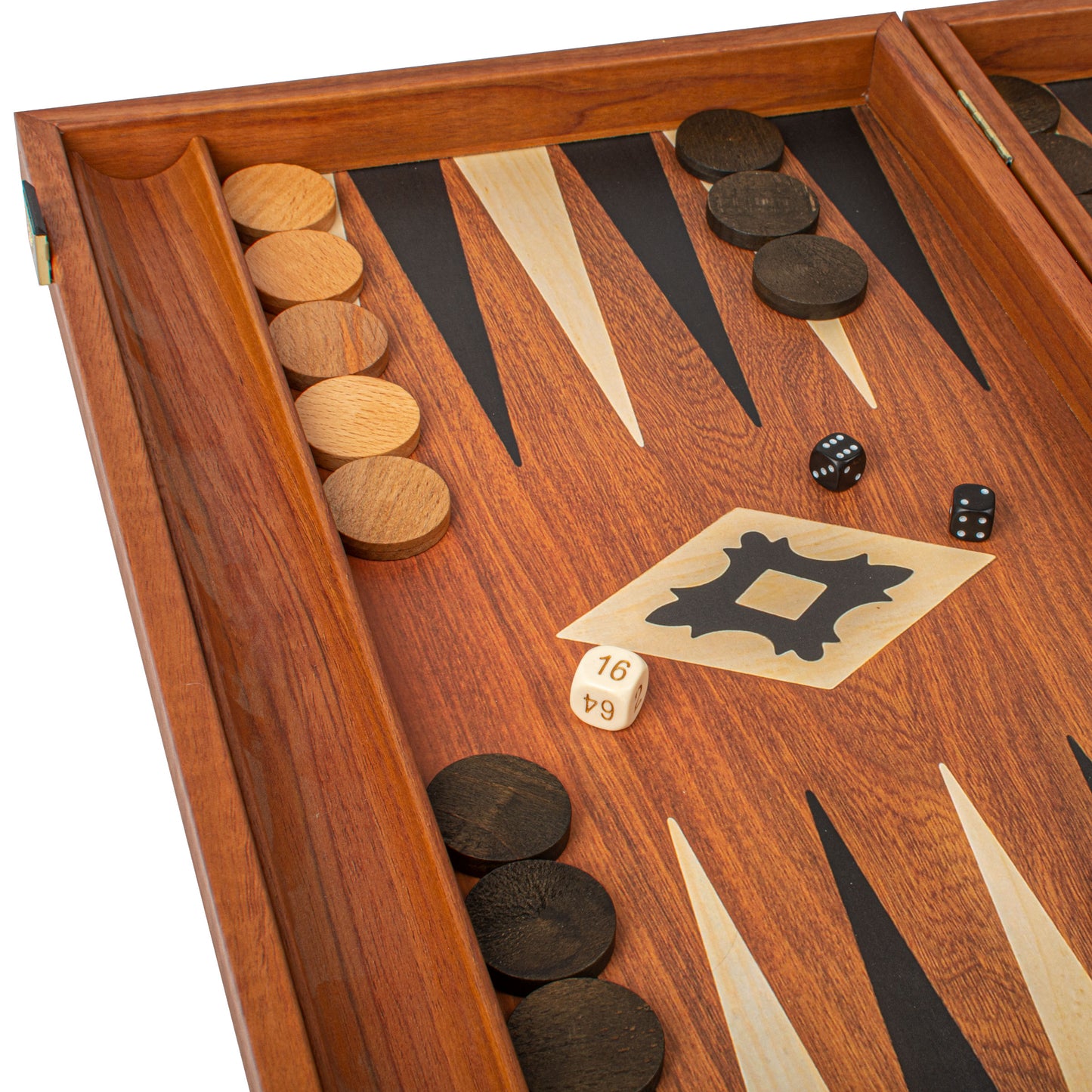 Handcrafted Mahogany Replica Backgammon Set with Side Racks - Elegant Design and Quality Materials