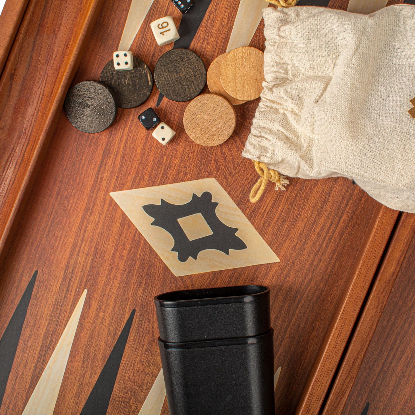 Handcrafted Mahogany Replica Backgammon Set with Side Racks - Elegant Design and Quality Materials