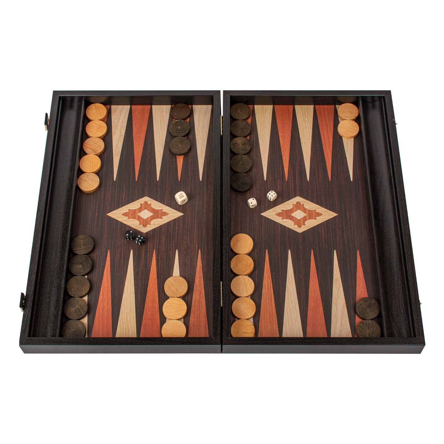 Handcrafted Wenge Replica Wood Backgammon Set with Side Racks - Classic Design and Quality Materials