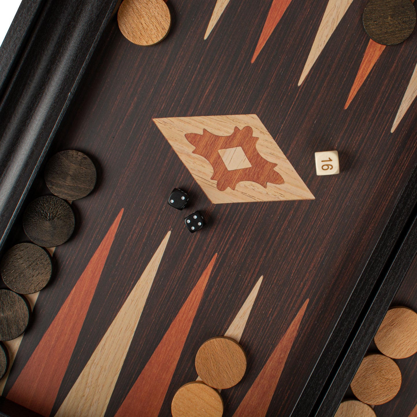 Handcrafted Wenge Replica Wood Backgammon Set with Side Racks - Classic Design and Quality Materials