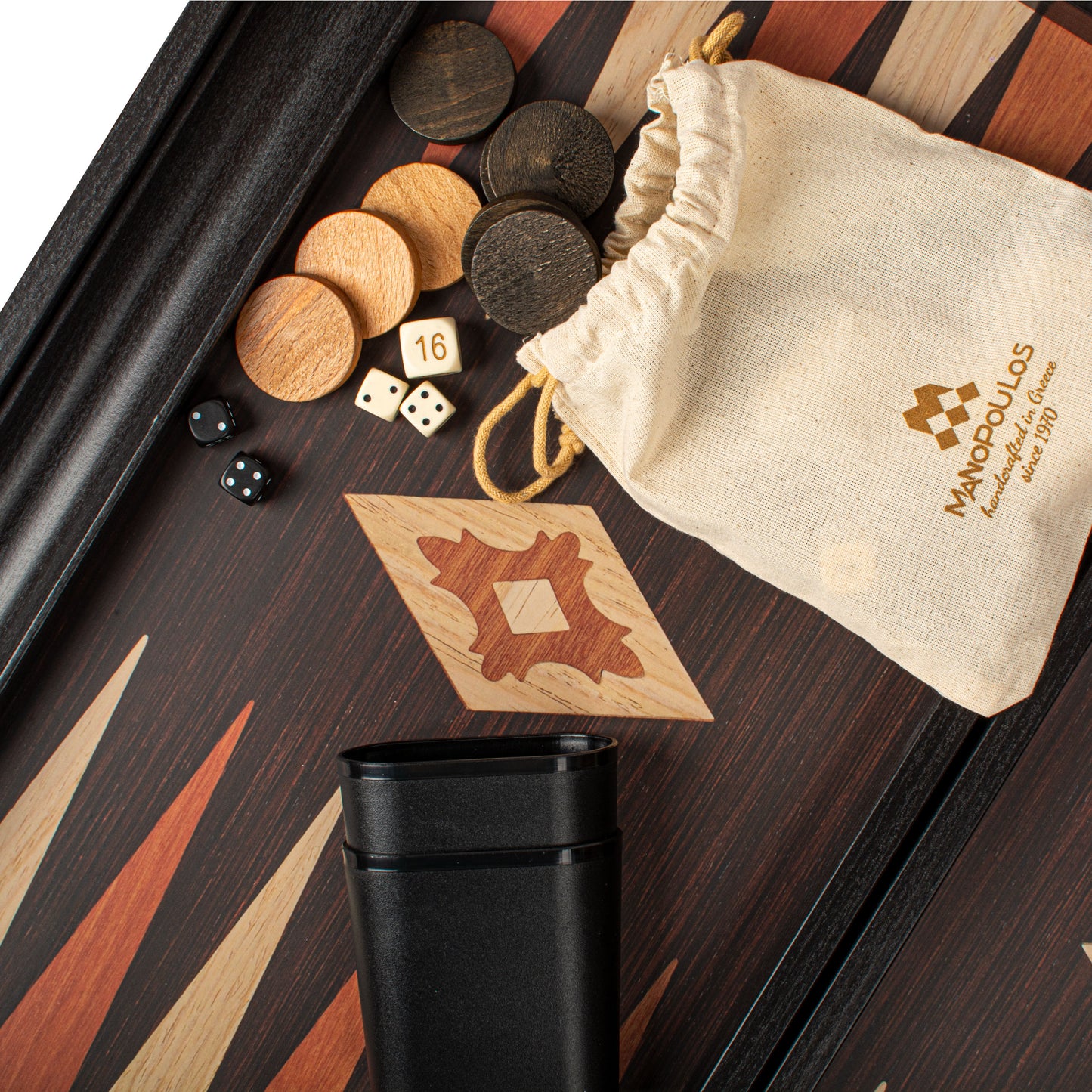 Handcrafted Wenge Replica Wood Backgammon Set with Side Racks - Classic Design and Quality Materials