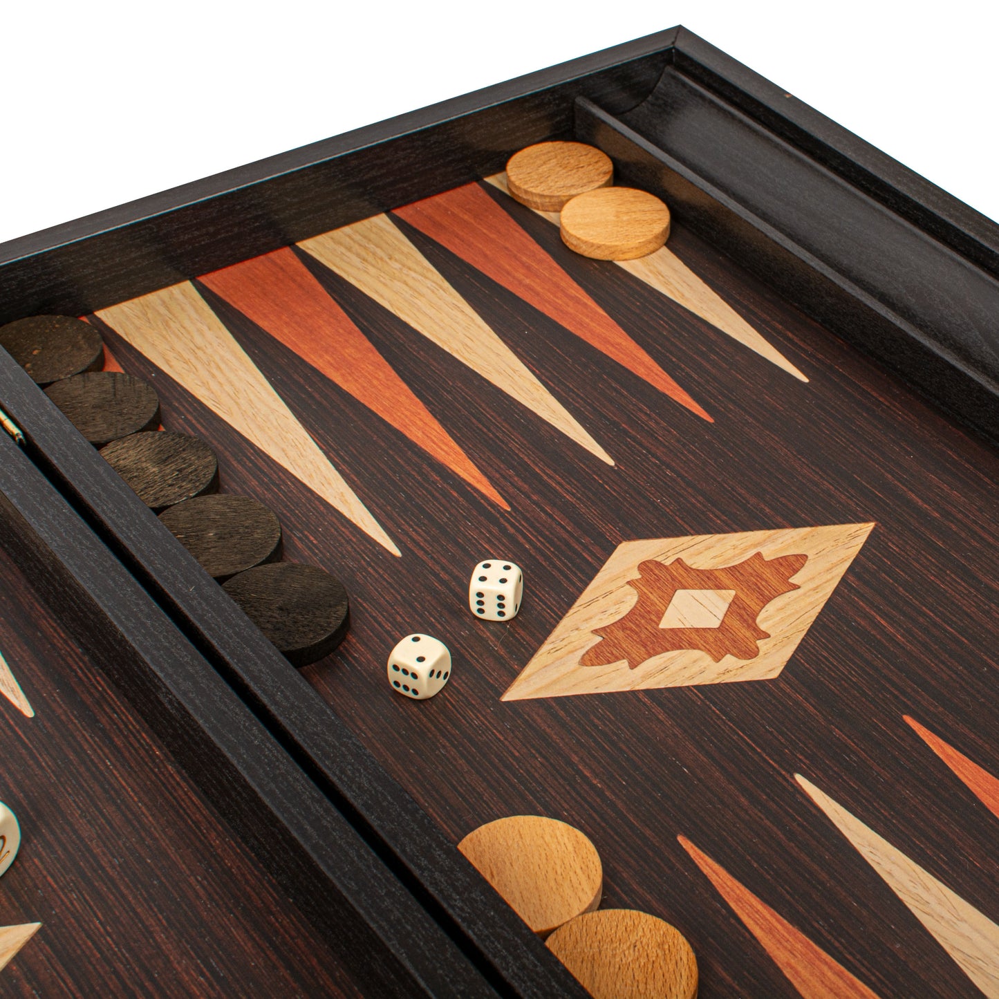 Handcrafted Wenge Replica Wood Backgammon Set with Side Racks - Classic Design and Quality Materials