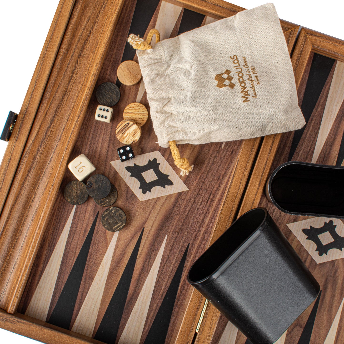 WALNUT REPLICA WOOD Backgammon - Premium Backgammon from MANOPOULOS Chess & Backgammon - Just €56! Shop now at MANOPOULOS Chess & Backgammon