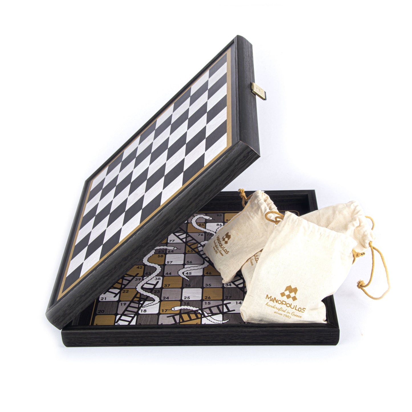 Modern Style 4-in-1 Combo Game Set: Chess, Backgammon, Ludo & Snakes - Premium Combo Games from MANOPOULOS Chess & Backgammon - Just €71.50! Shop now at MANOPOULOS Chess & Backgammon