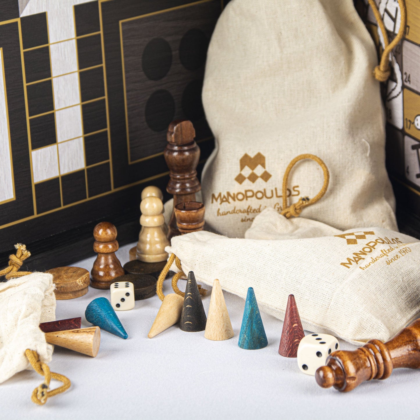 Modern Style 4-in-1 Combo Game Set: Chess, Backgammon, Ludo & Snakes - Premium Combo Games from MANOPOULOS Chess & Backgammon - Just €71.50! Shop now at MANOPOULOS Chess & Backgammon