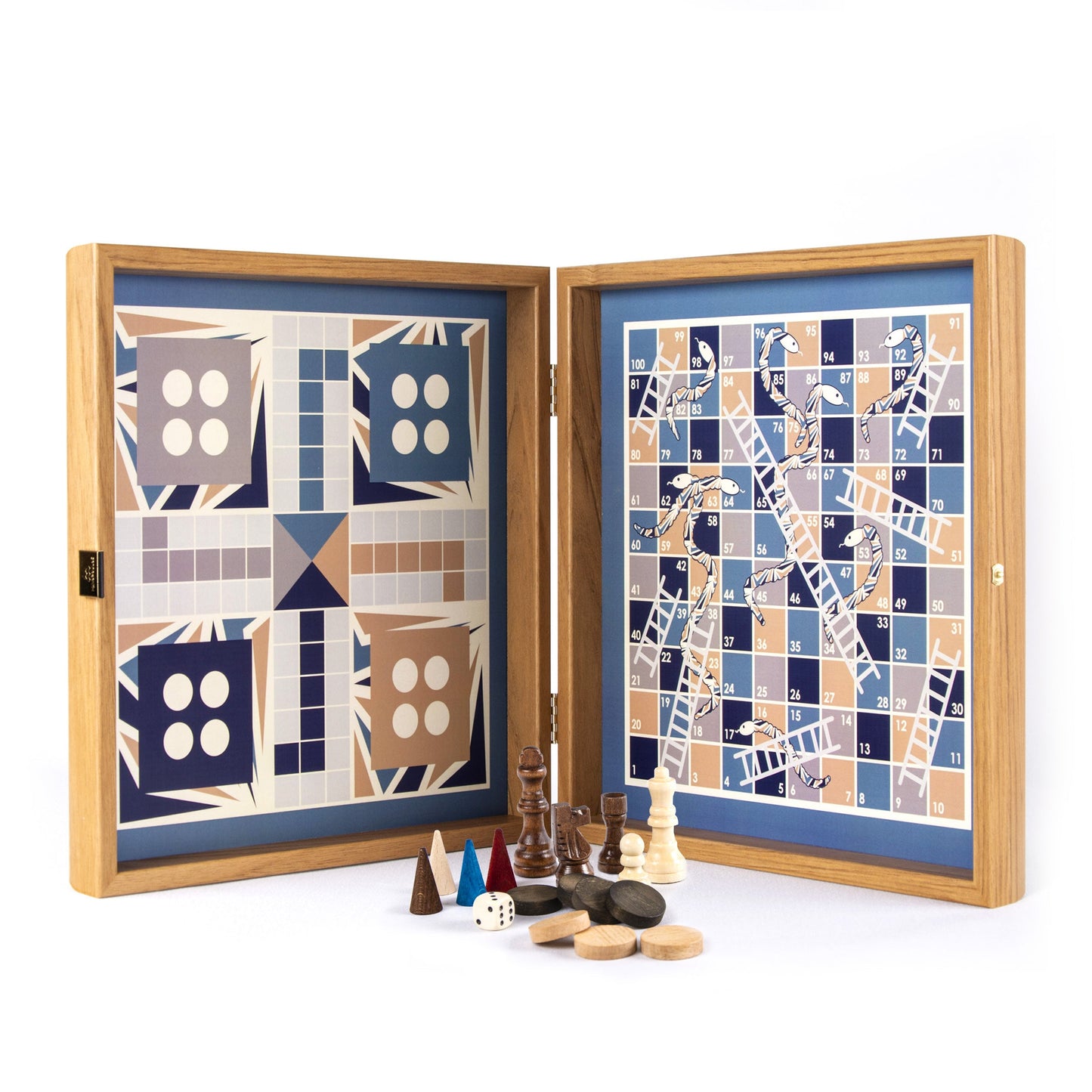 Navy Blue 4-in-1 Combo Game Set: Chess, Backgammon, Ludo & Snakes - Premium Combo Games from MANOPOULOS Chess & Backgammon - Just €71.50! Shop now at MANOPOULOS Chess & Backgammon