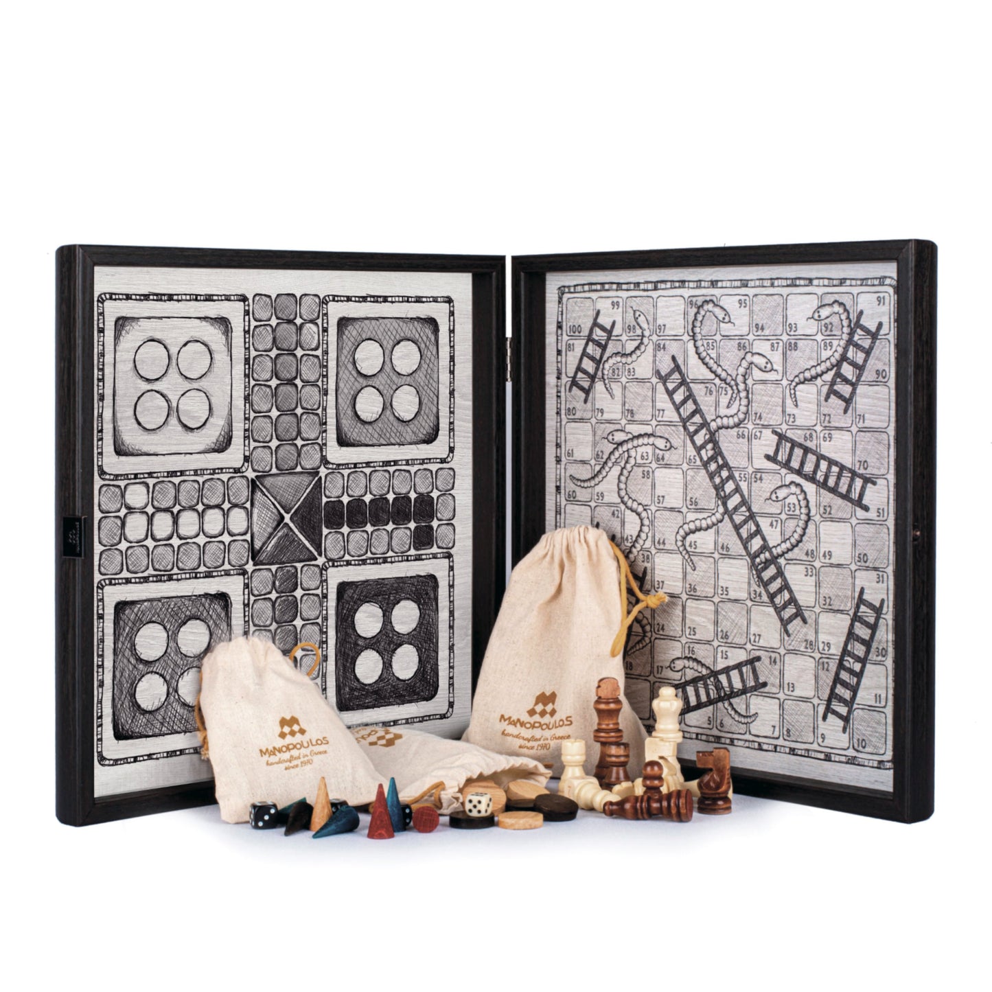 Freehand Drawing Sketch 4-in-1 Combo Game Set: Chess, Backgammon, Ludo & Snakes - Premium Combo Games from MANOPOULOS Chess & Backgammon - Just €71.50! Shop now at MANOPOULOS Chess & Backgammon