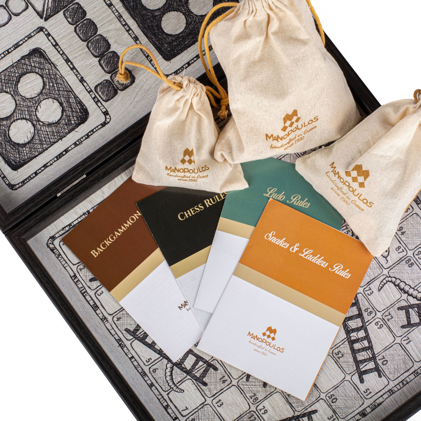 Freehand Drawing Sketch 4-in-1 Combo Game Set: Chess, Backgammon, Ludo & Snakes - Premium Combo Games from MANOPOULOS Chess & Backgammon - Just €71.50! Shop now at MANOPOULOS Chess & Backgammon
