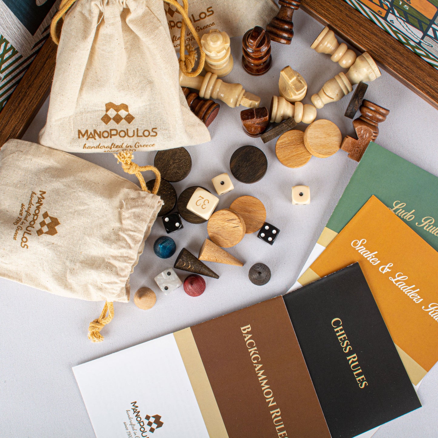 Retro Design 4-in-1 Combo Game Set: Chess, Backgammon, Ludo & Snakes - Premium Combo Games from MANOPOULOS Chess & Backgammon - Just €71.50! Shop now at MANOPOULOS Chess & Backgammon