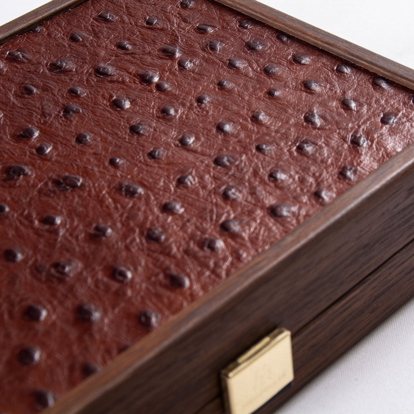 Handcrafted Domino Set in Brown Leather Ostrich Tote with Wooden Case - Premium Dominoes from MANOPOULOS Chess & Backgammon - Just €62.50! Shop now at MANOPOULOS Chess & Backgammon
