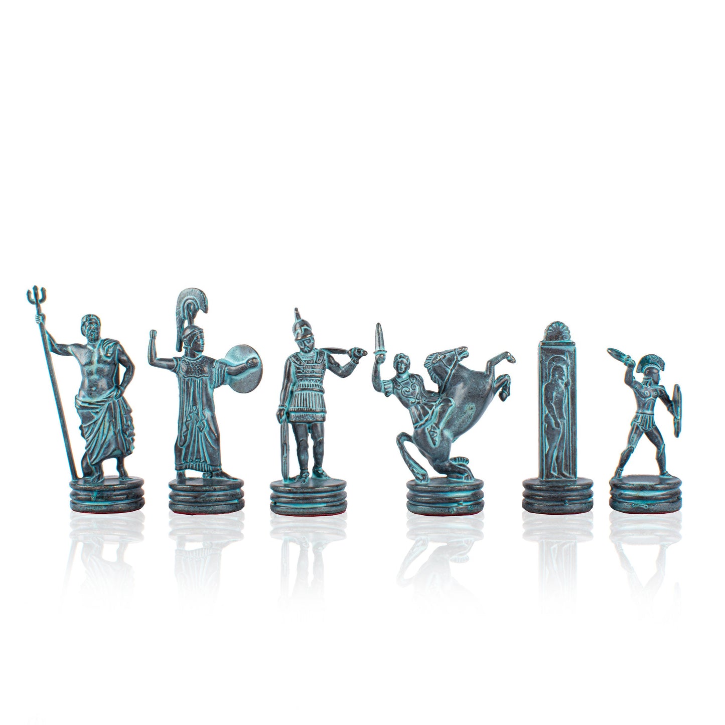 Handcrafted Greek Mythology Chessmen Set - Blue and Brown (Medium) - Premium Chess from MANOPOULOS Chess & Backgammon - Just €102! Shop now at MANOPOULOS Chess & Backgammon