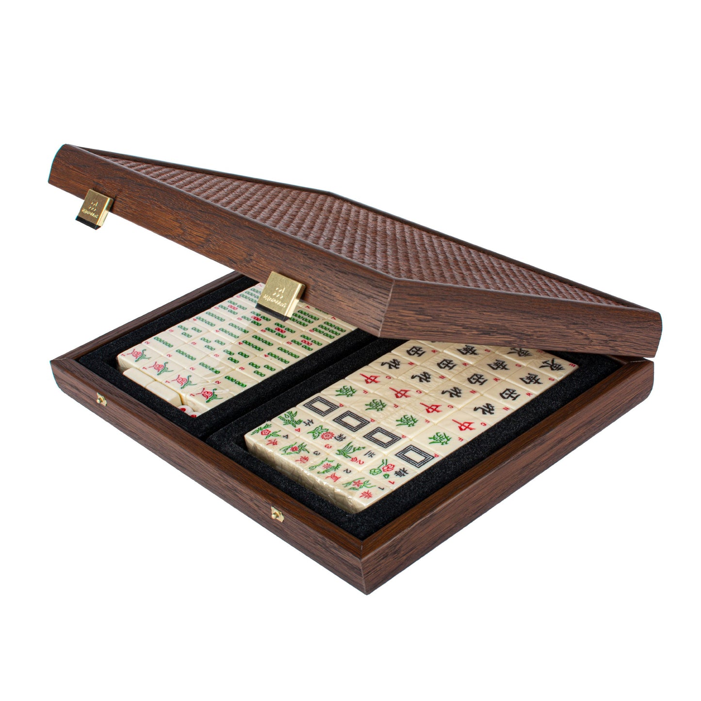 Premium Mahjong Tiles Set in Dark Brown Straw Wooden Case - Premium Dominoes from MANOPOULOS Chess & Backgammon - Just €119! Shop now at MANOPOULOS Chess & Backgammon