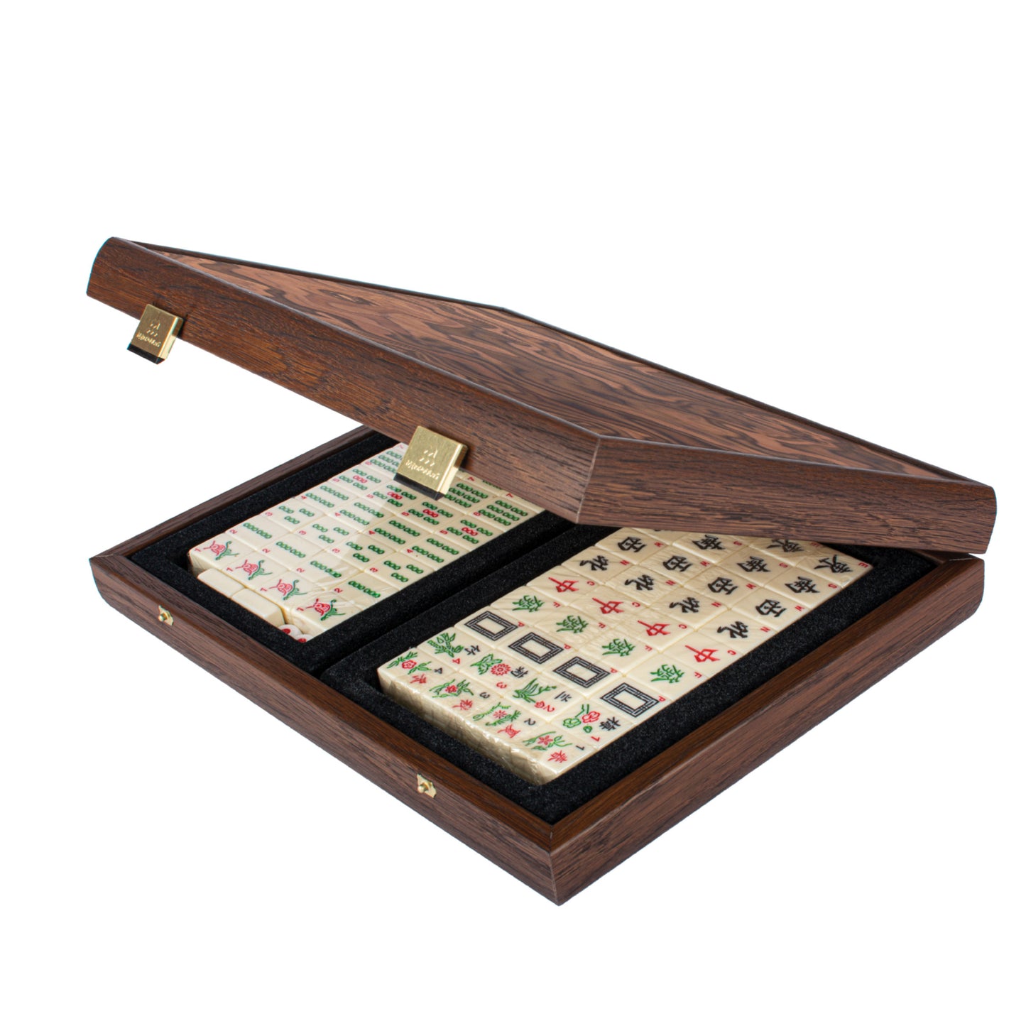 Luxury Mahjong Tiles Set in California Walnut Burl Case