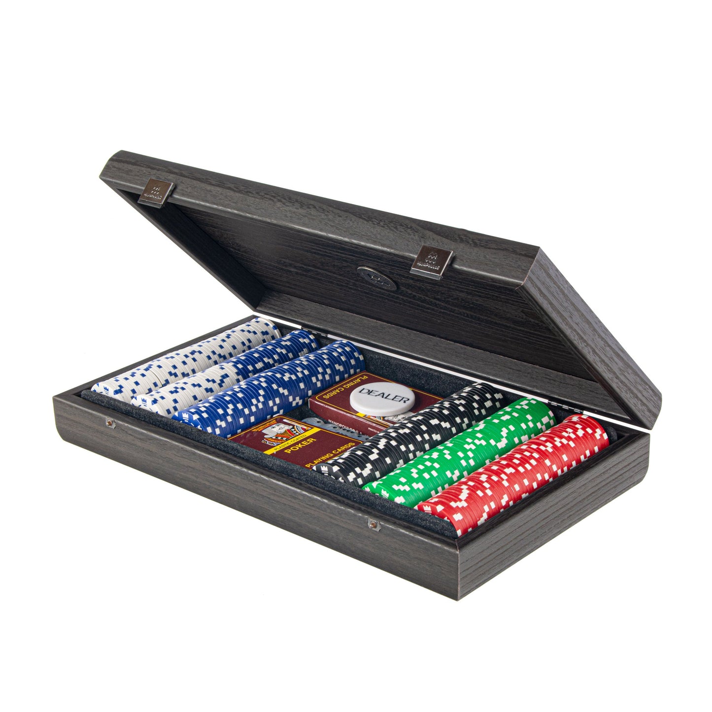 Luxury Poker Set in Black Wooden Case with Black Leatherette Top - Premium Poker Set from MANOPOULOS Chess & Backgammon - Just €190! Shop now at MANOPOULOS Chess & Backgammon
