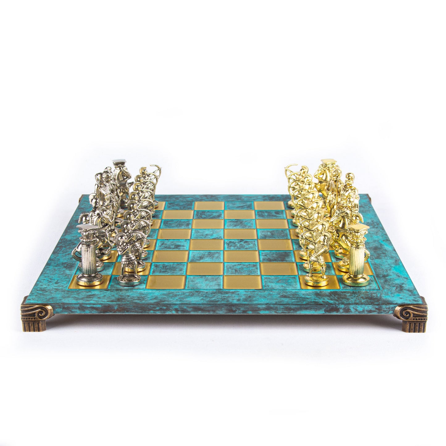 ARCHERS CHESS SET with gold/silver chessmen and bronze chessboard 44 x 44cm (Large) - Premium Chess from MANOPOULOS Chess & Backgammon - Just €275! Shop now at MANOPOULOS Chess & Backgammon