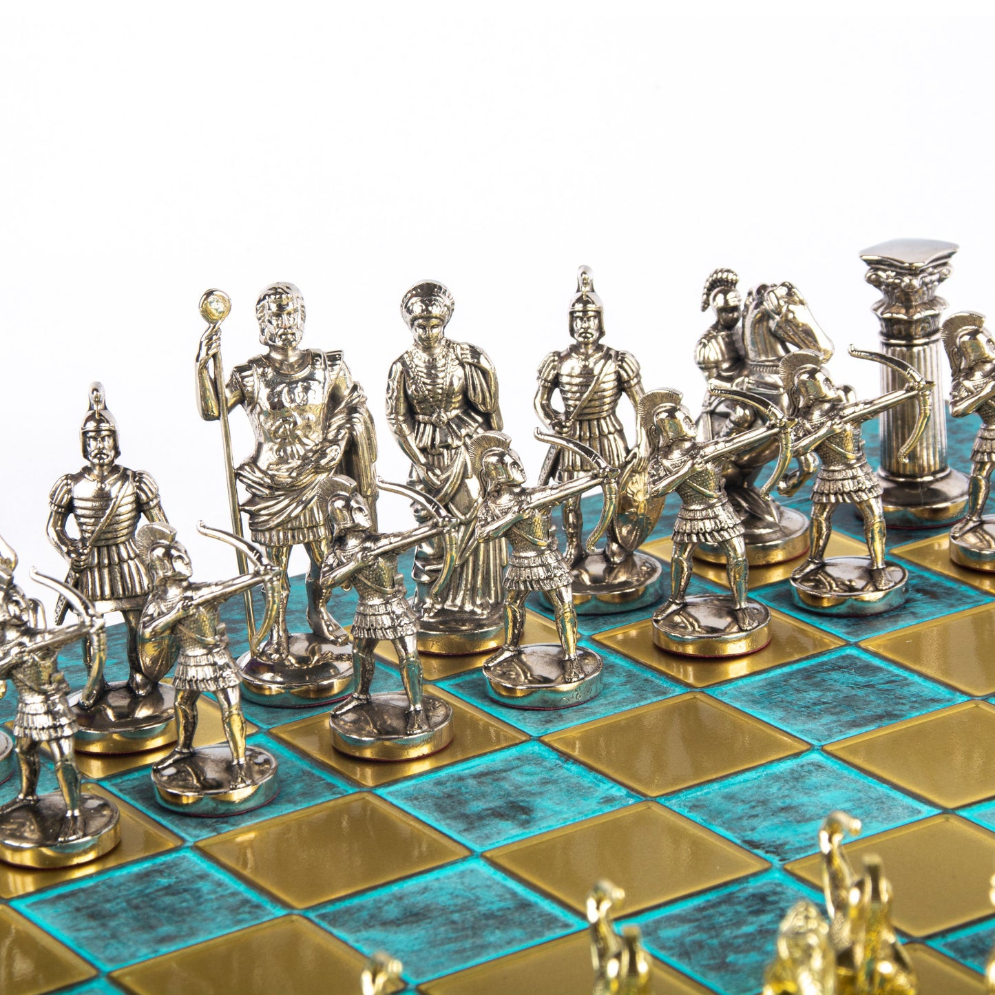 ARCHERS CHESS SET with gold/silver chessmen and bronze chessboard 44 x 44cm (Large) - Premium Chess from MANOPOULOS Chess & Backgammon - Just €275! Shop now at MANOPOULOS Chess & Backgammon