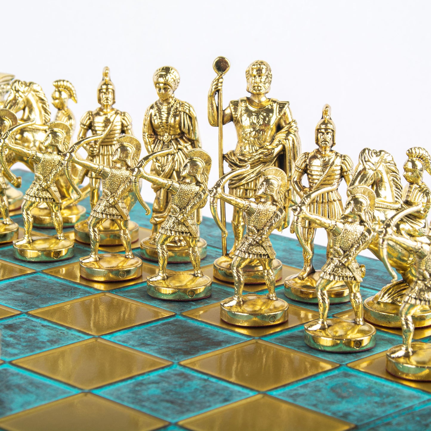 ARCHERS CHESS SET with gold/silver chessmen and bronze chessboard 44 x 44cm (Large) - Premium Chess from MANOPOULOS Chess & Backgammon - Just €275! Shop now at MANOPOULOS Chess & Backgammon